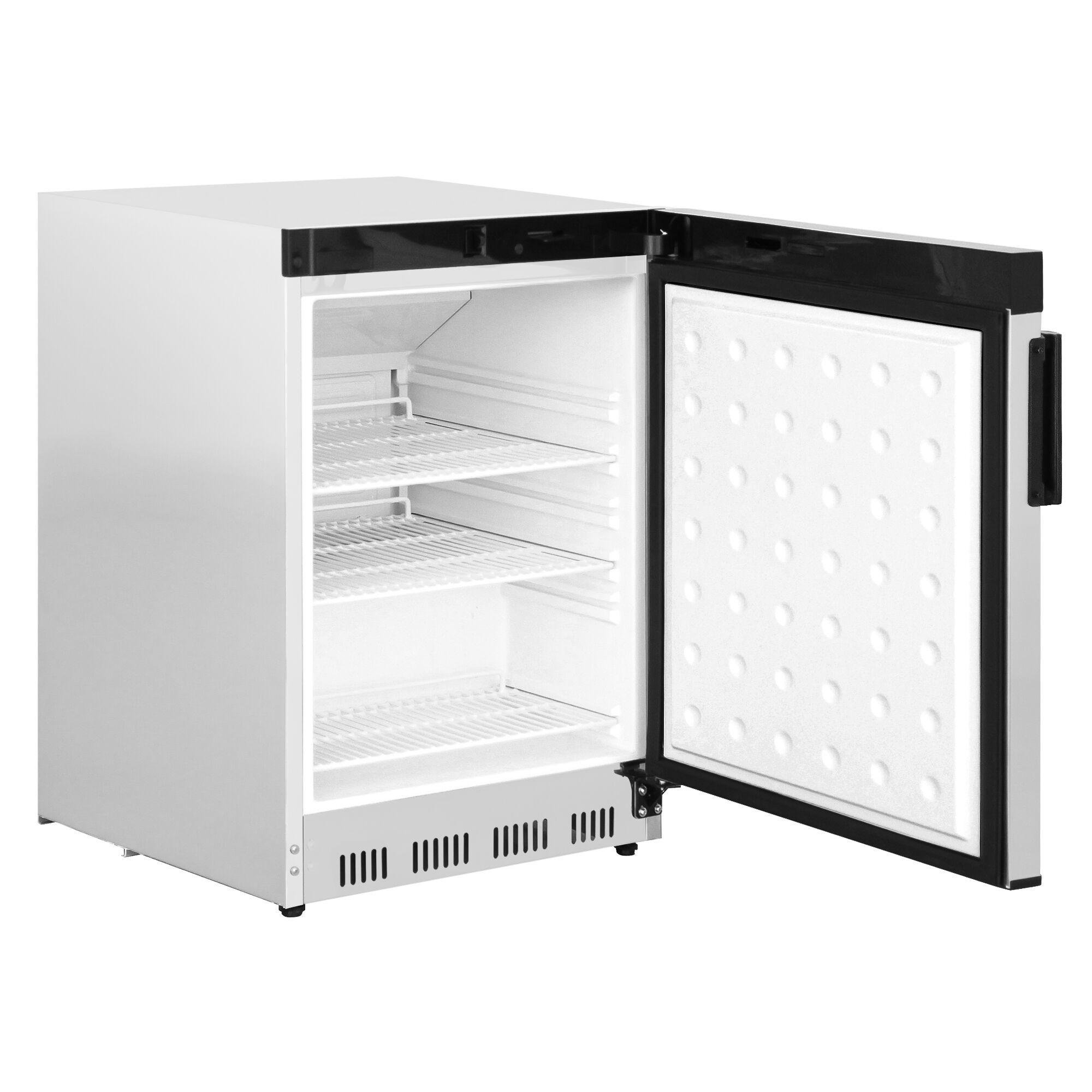 Mini réfrigérateur de stockage inox PREMIUM – 200 litres – avec 1 porte – intérieur de la porte en plastique
