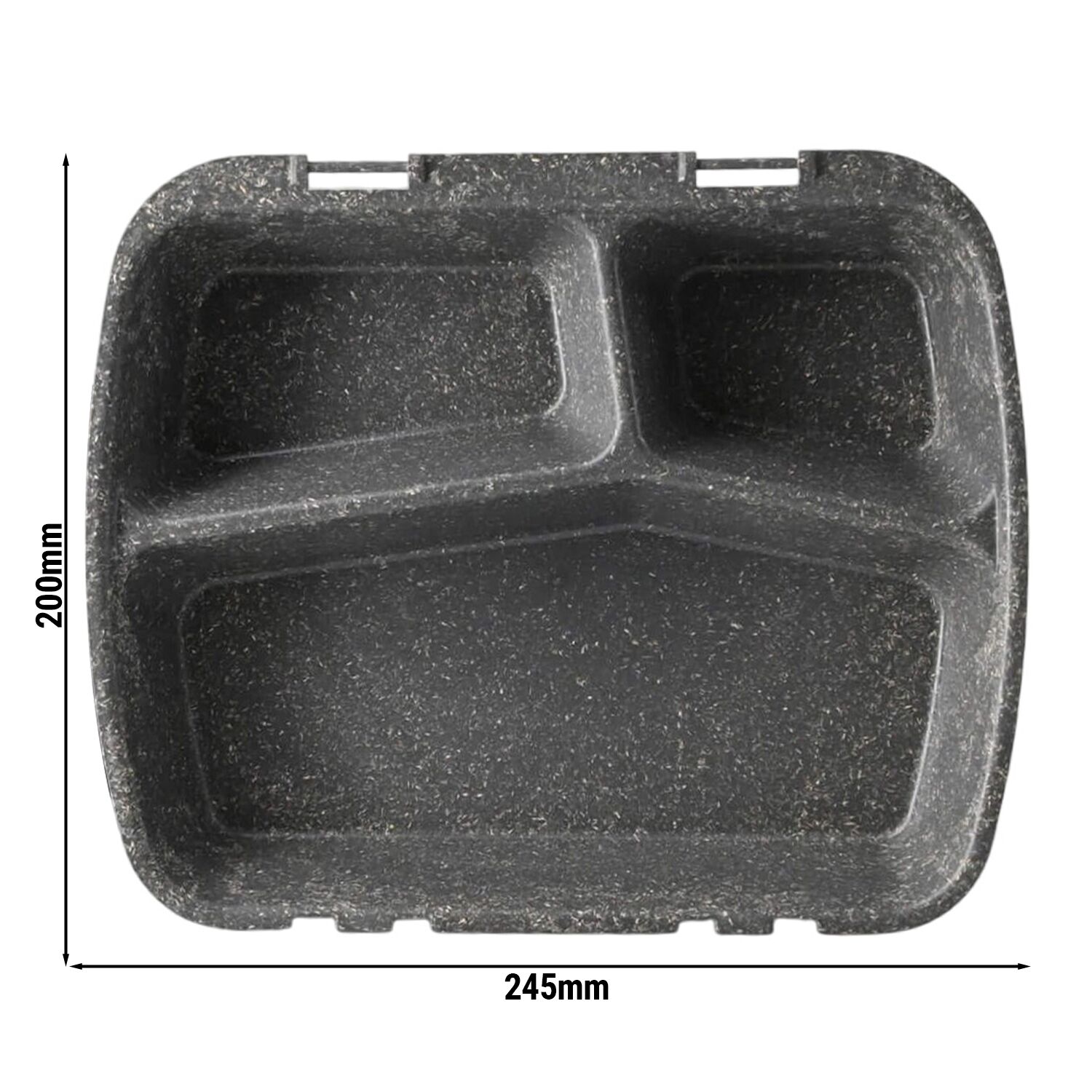 (60 pcs) Barquette réutilisable 3 compartiments - 245x200mm - Gris - Empilable