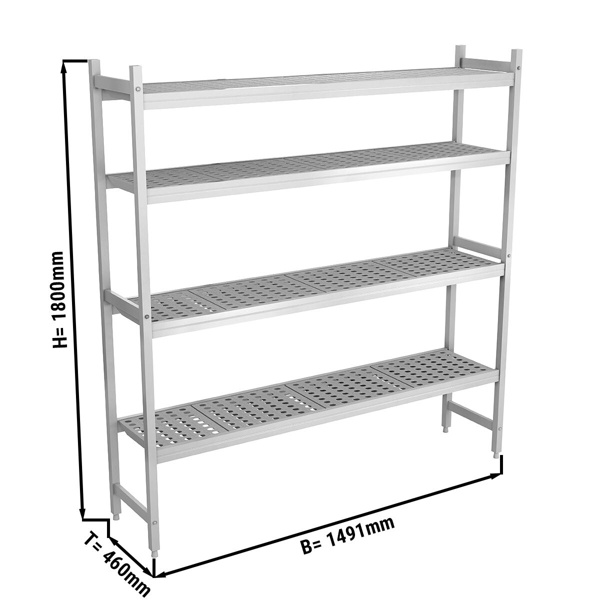 Étagère de base en aluminium - 1611 x 1800 mm - Capacité de charge : 600 kg