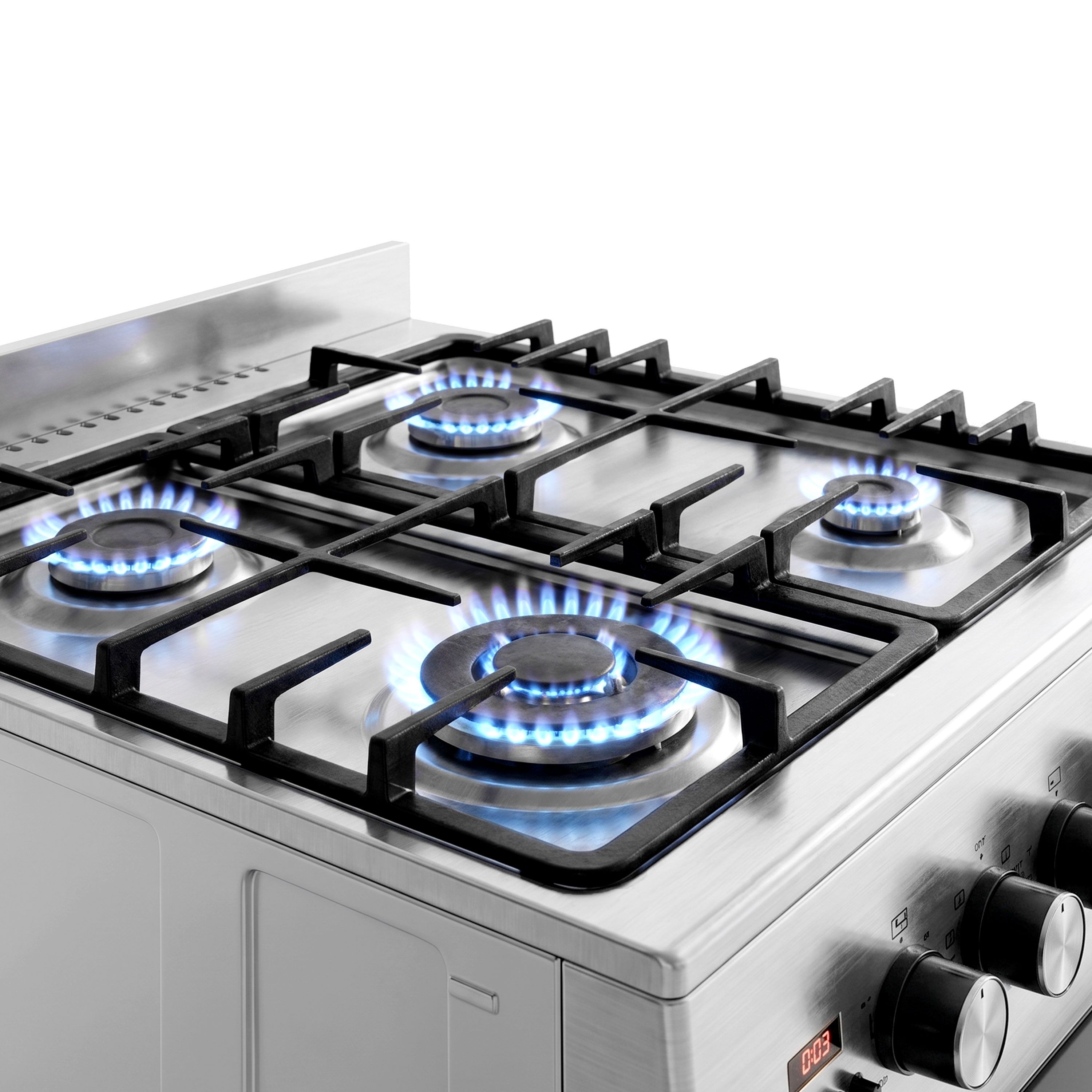 Fogão a gás - 8,4 kW - 4 bicos - com forno elétrico - 3,85 kW e exaustor com circulação de ar