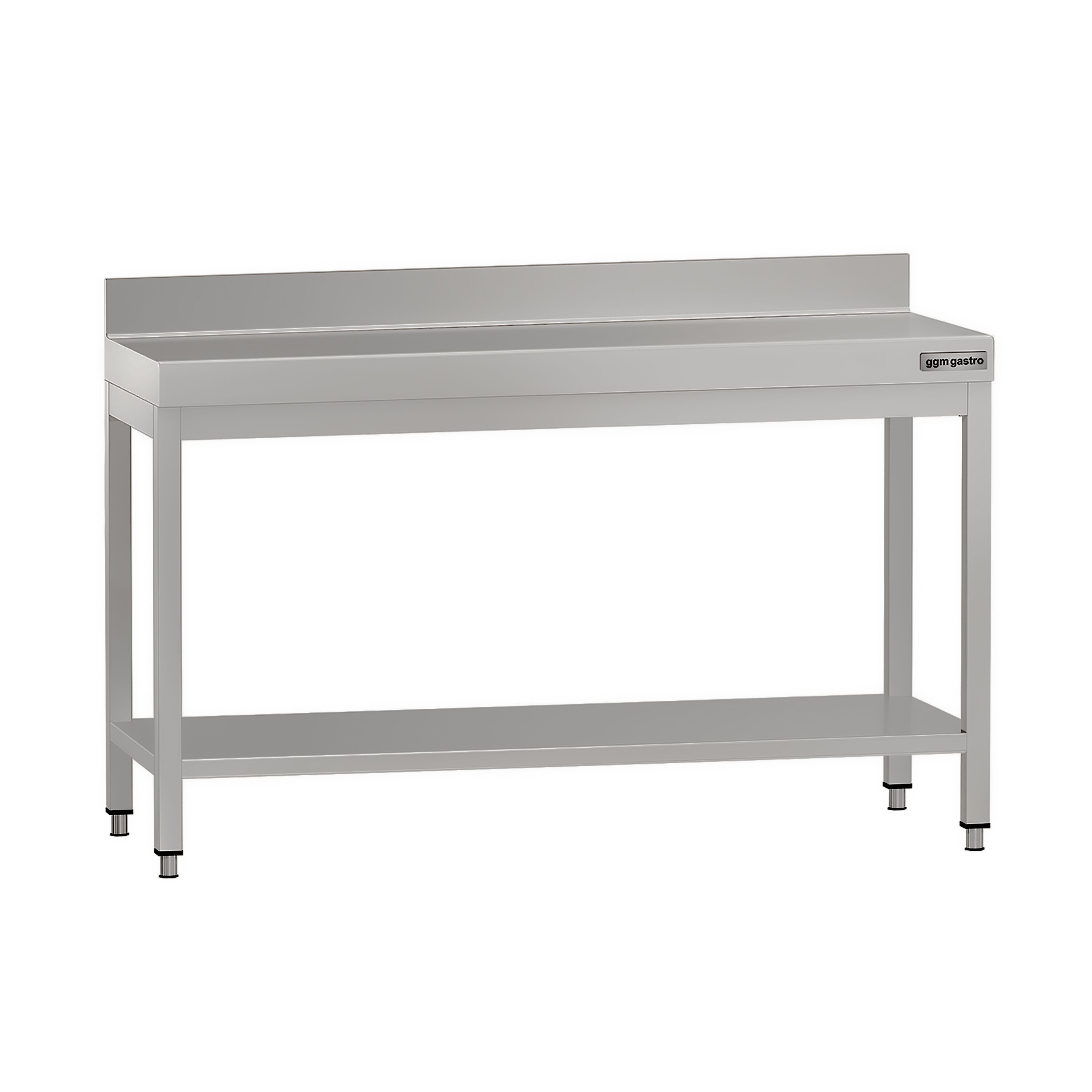 Table de travail en inox ECO – 1400 × 600 mm – avec tablette inférieure & dosseret