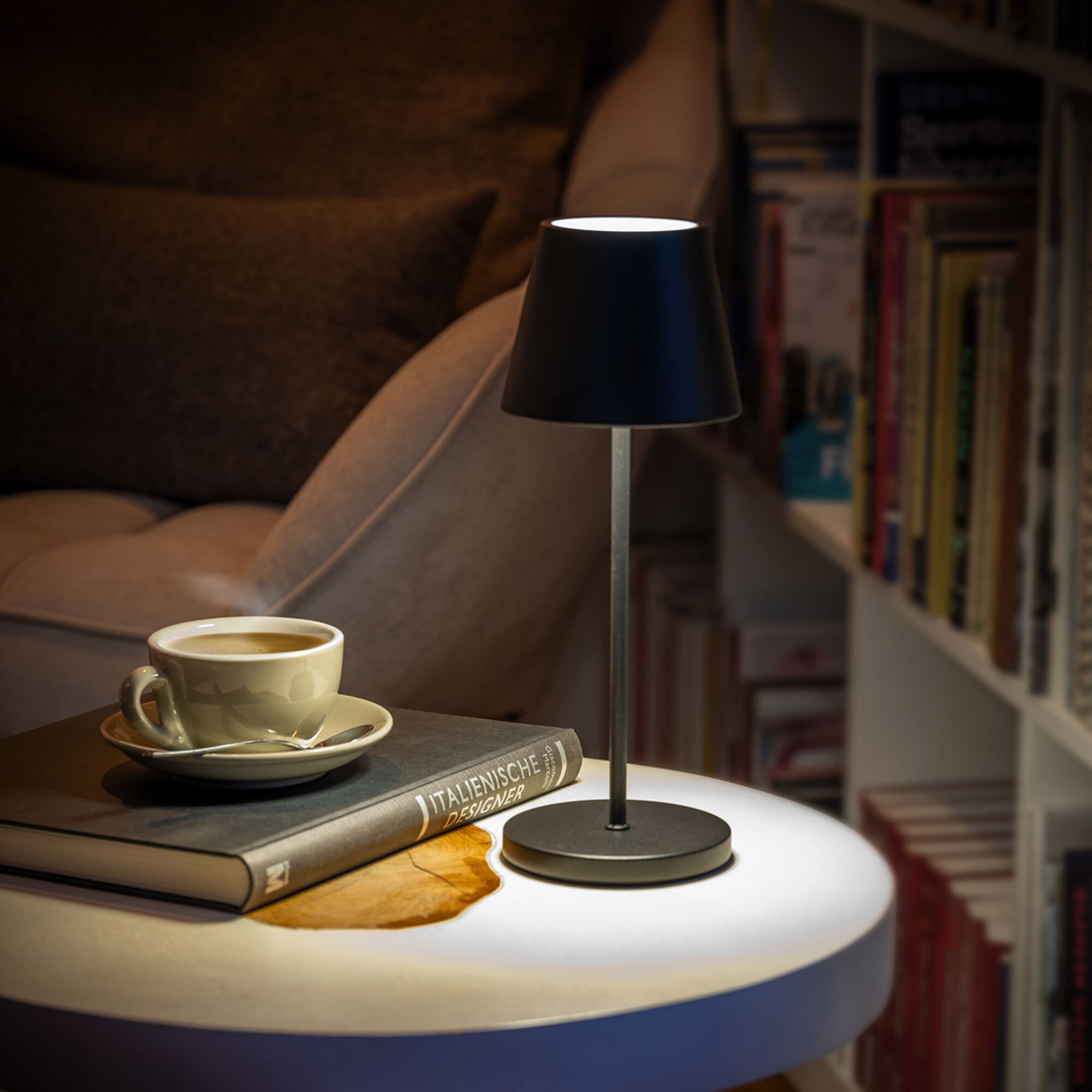 (4 pièces) Lampe de table – MERLE – dimmable en 3 niveaux – Ø 110 mm – Noir