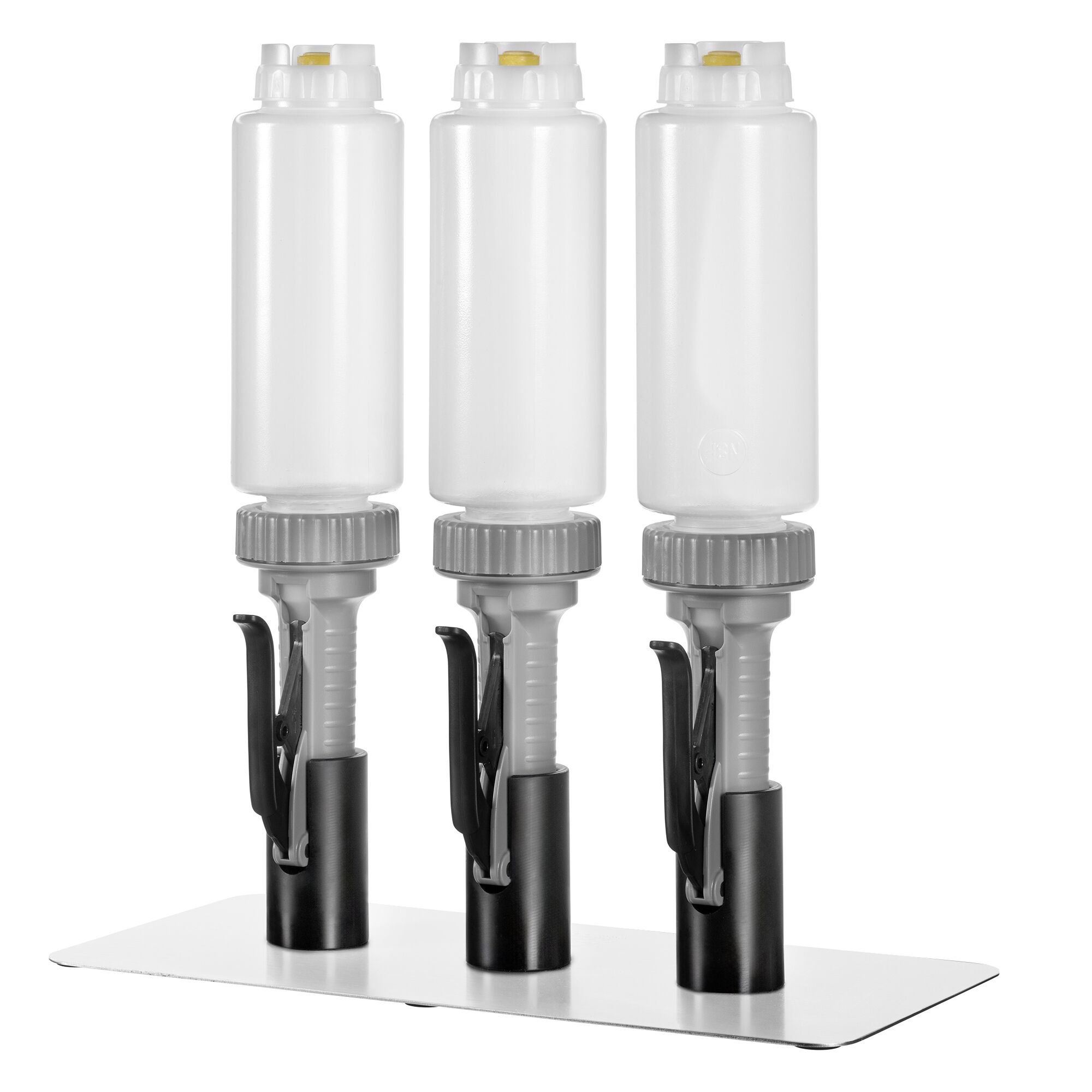Pompe à sauce - 3x 710ml bouteilles - dosage réglable - bec anti-goutte - polypropylène - 127x401mm