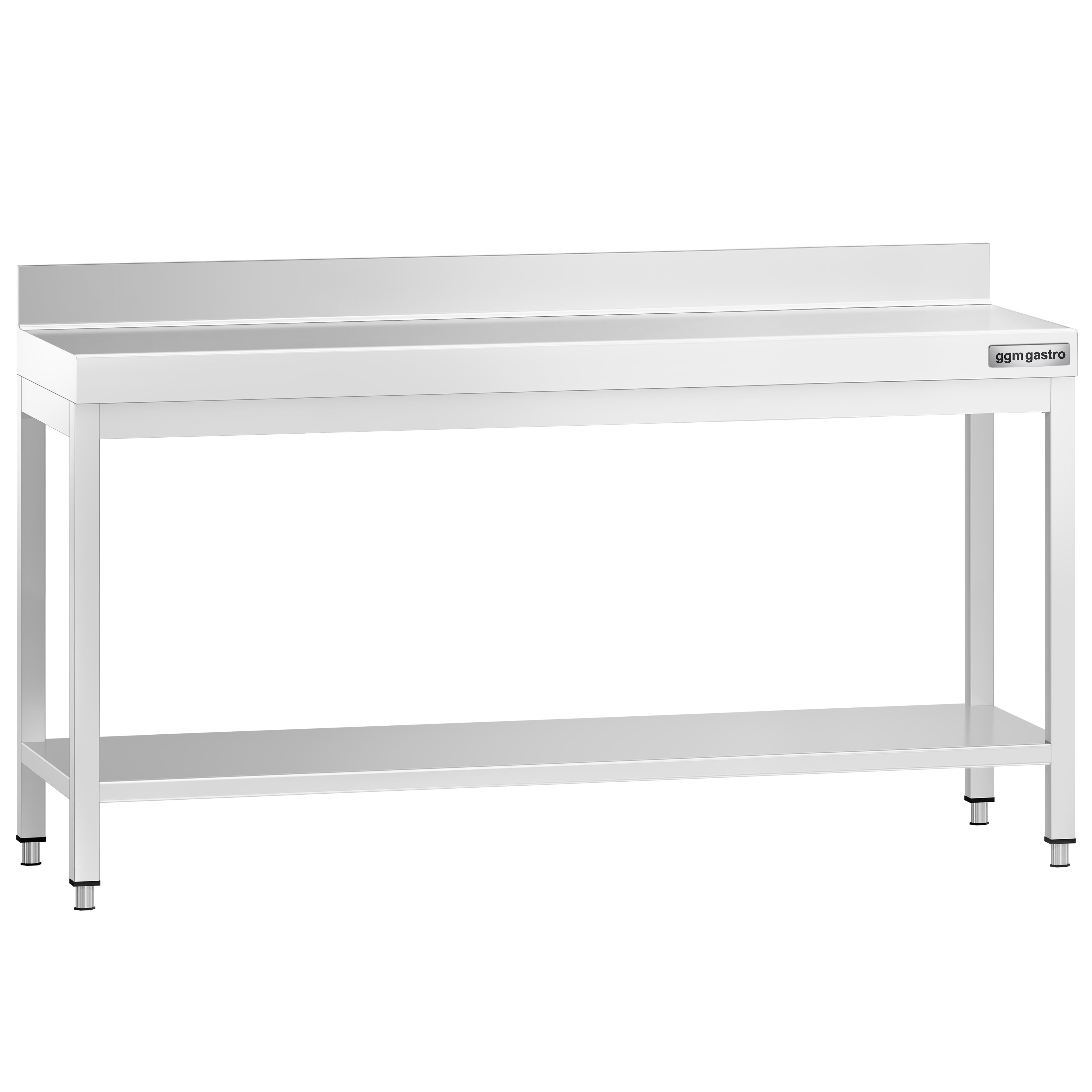 Table de travail inox PREMIUM - 2000 x 800 mm - avec tablette inférieure & Dosseret