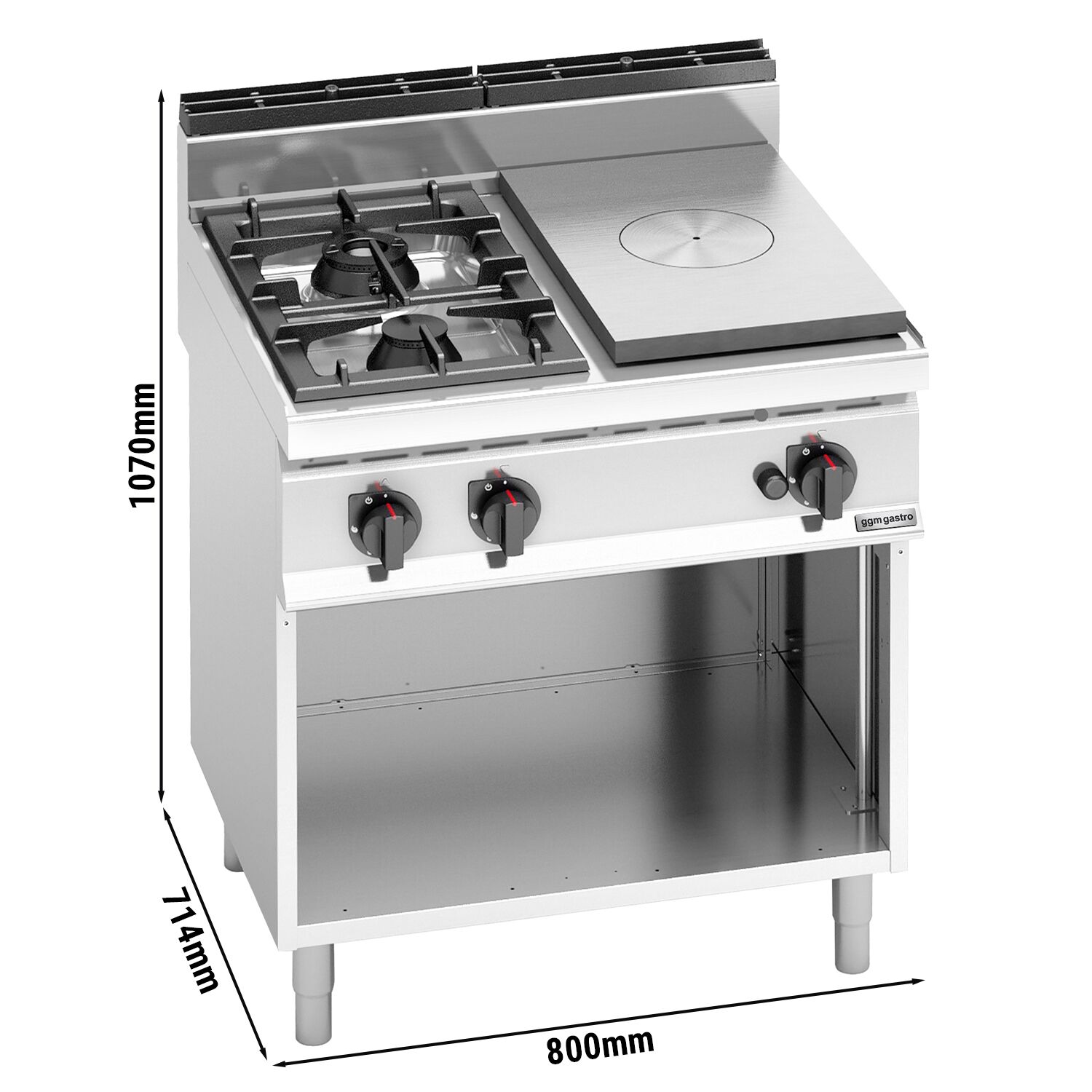 Plaque coup de feu & fourneau à gaz – 17,5 kW – 2 brûleurs