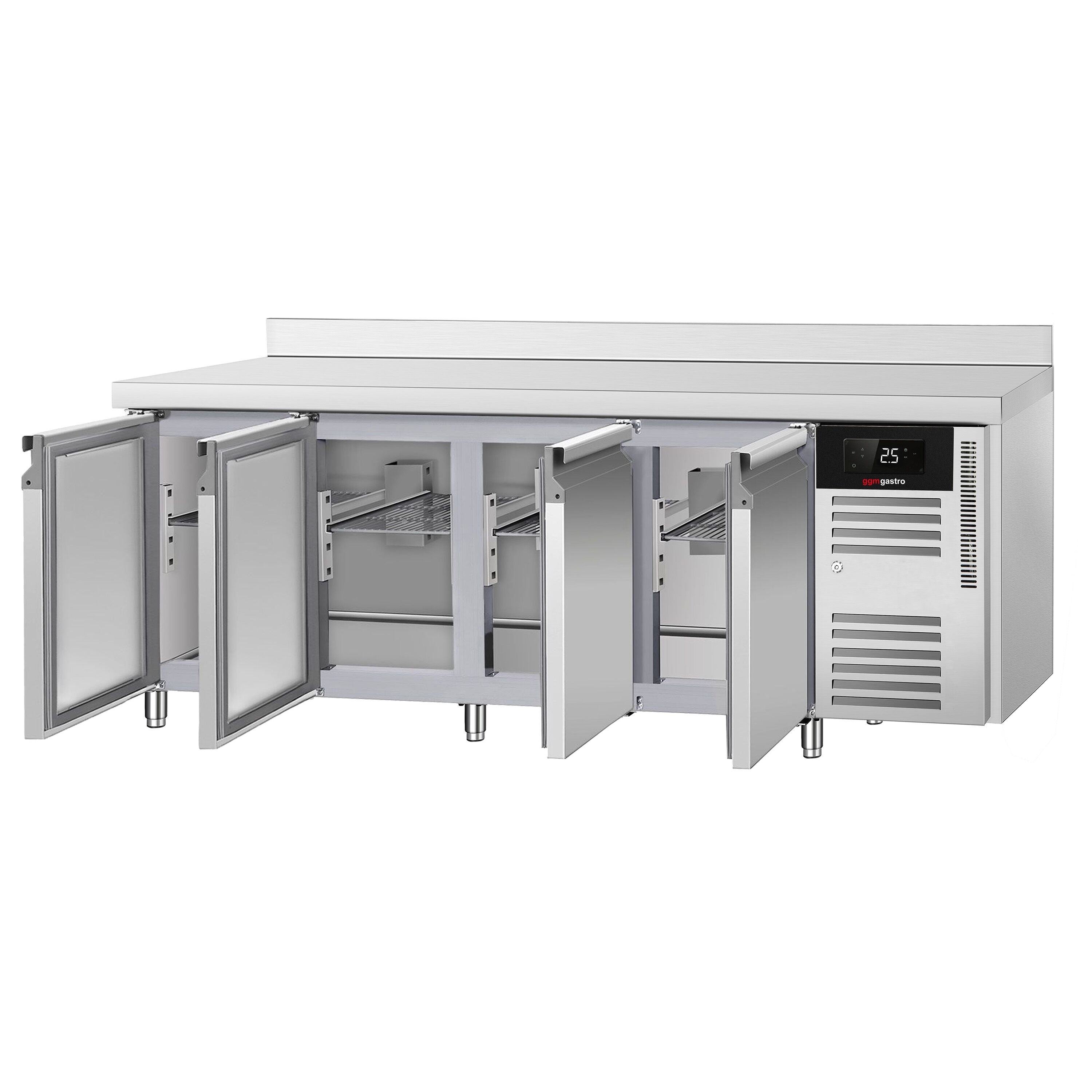 Table réfrigérée ECO - 2230x700 mm - avec 4 portes - avec dosseret & écran moderne