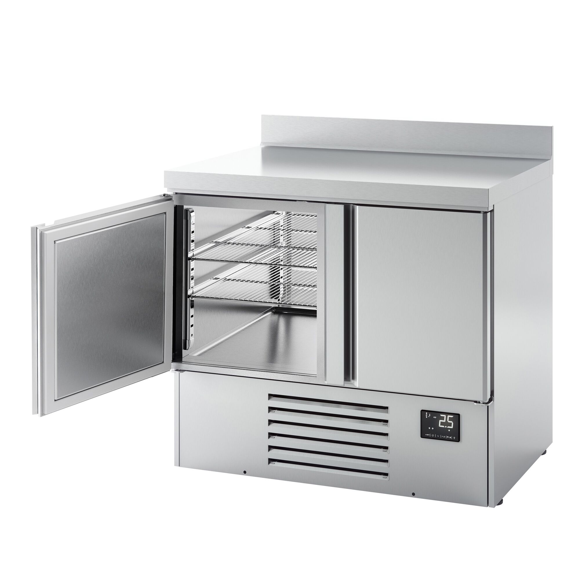 Commercial Counter Fridge PREMIUM PLUS - 978x700mm - with 2 doors - with upstand - capacity 230 litres