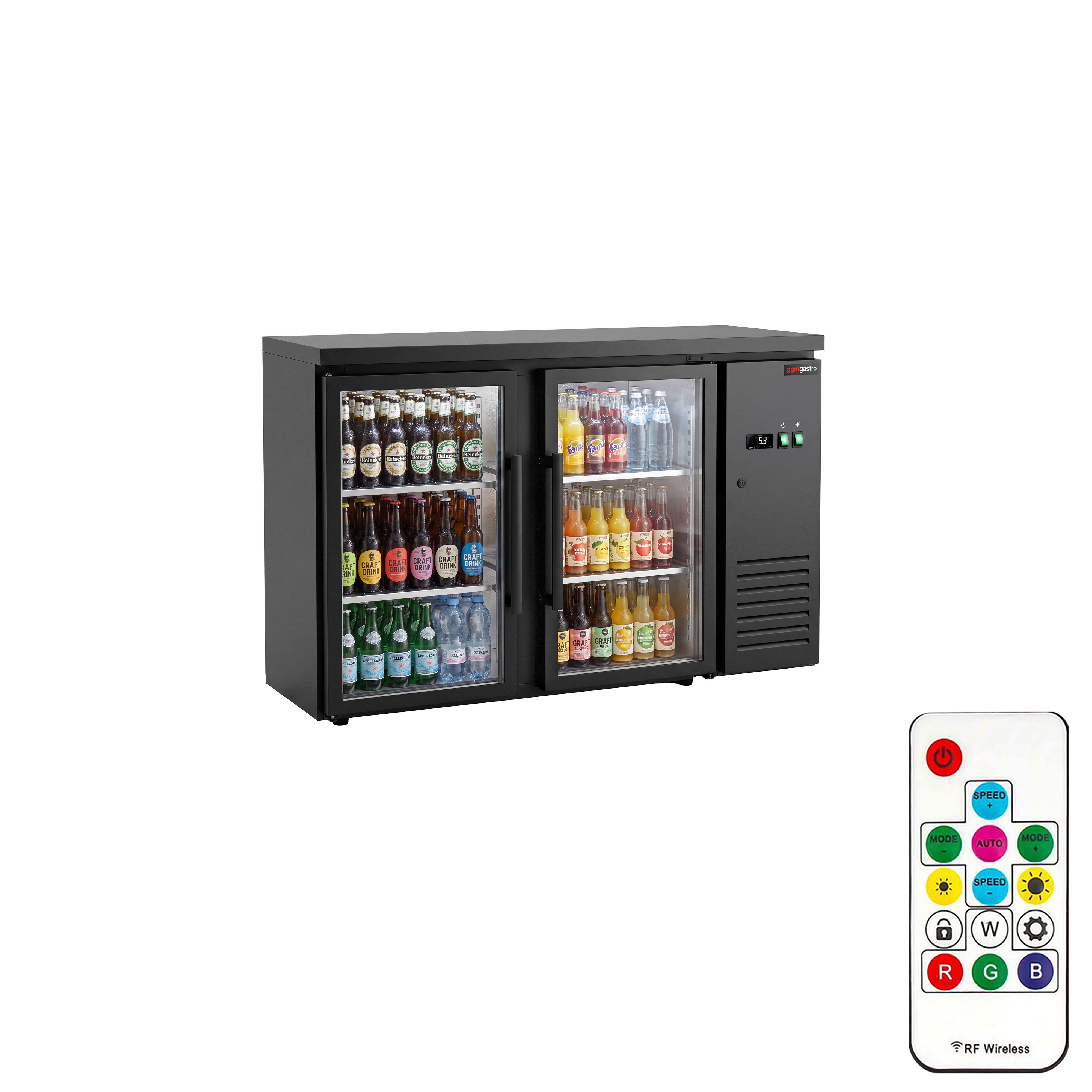 Commercial Back Bar Cooler ECO – 1460 mm – with 2 Glass Doors – with RGB LED Lighting