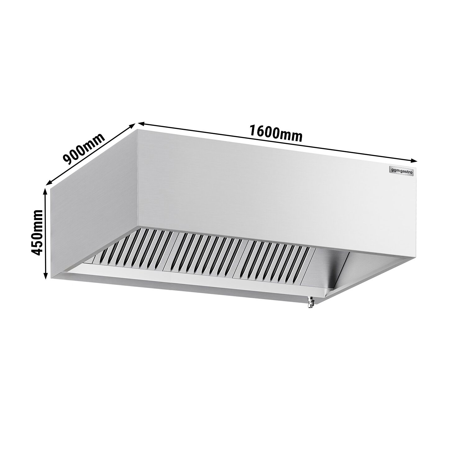 Induction box hood - 1600mm - with filter & light - without motor
