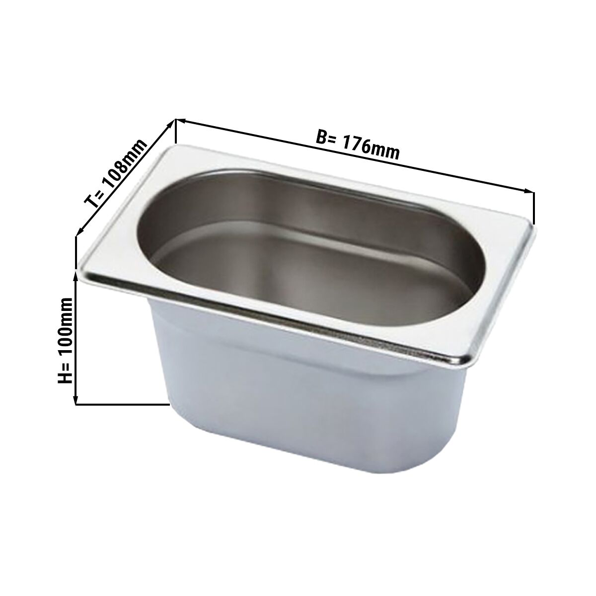 Stainless Steel Gastronorm Pan GN 1/9 - Depth: 100mm