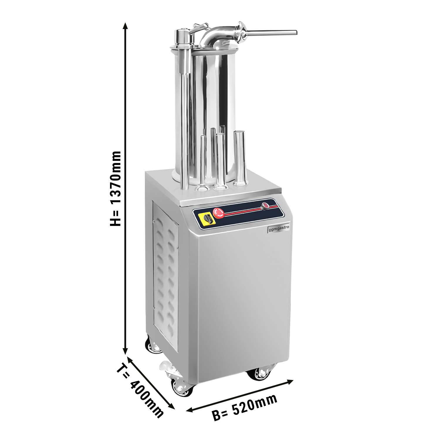 Hydraulic Sausage Filler - Vertical - 15L - 750W - Stainless Steel - incl. foot control & 3 sausage-filler nozzles