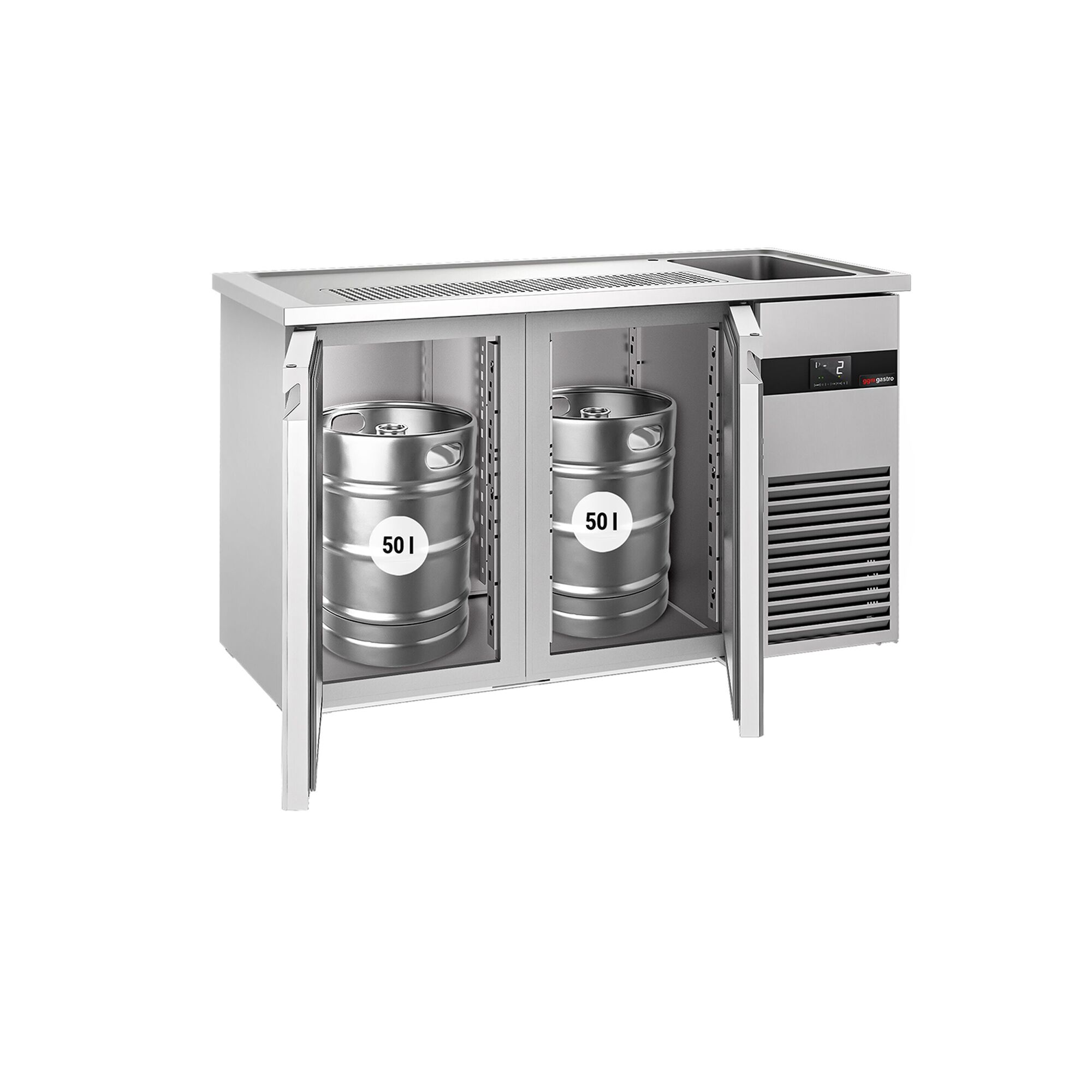 Comptoir de bar réfrigéré PREMIUM - 1550 x 700 mm - 2 portes         