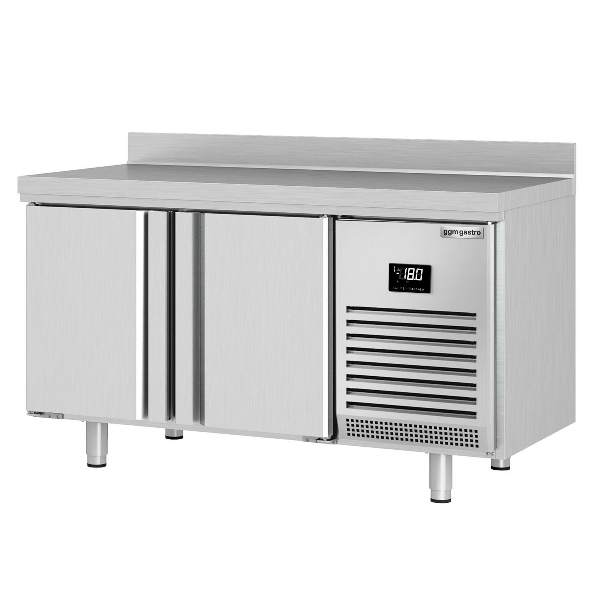 Commercial Counter Freezer PREMIUM PLUS - 1468x600mm - with 2 doors - with upstand - capacity 250 litres