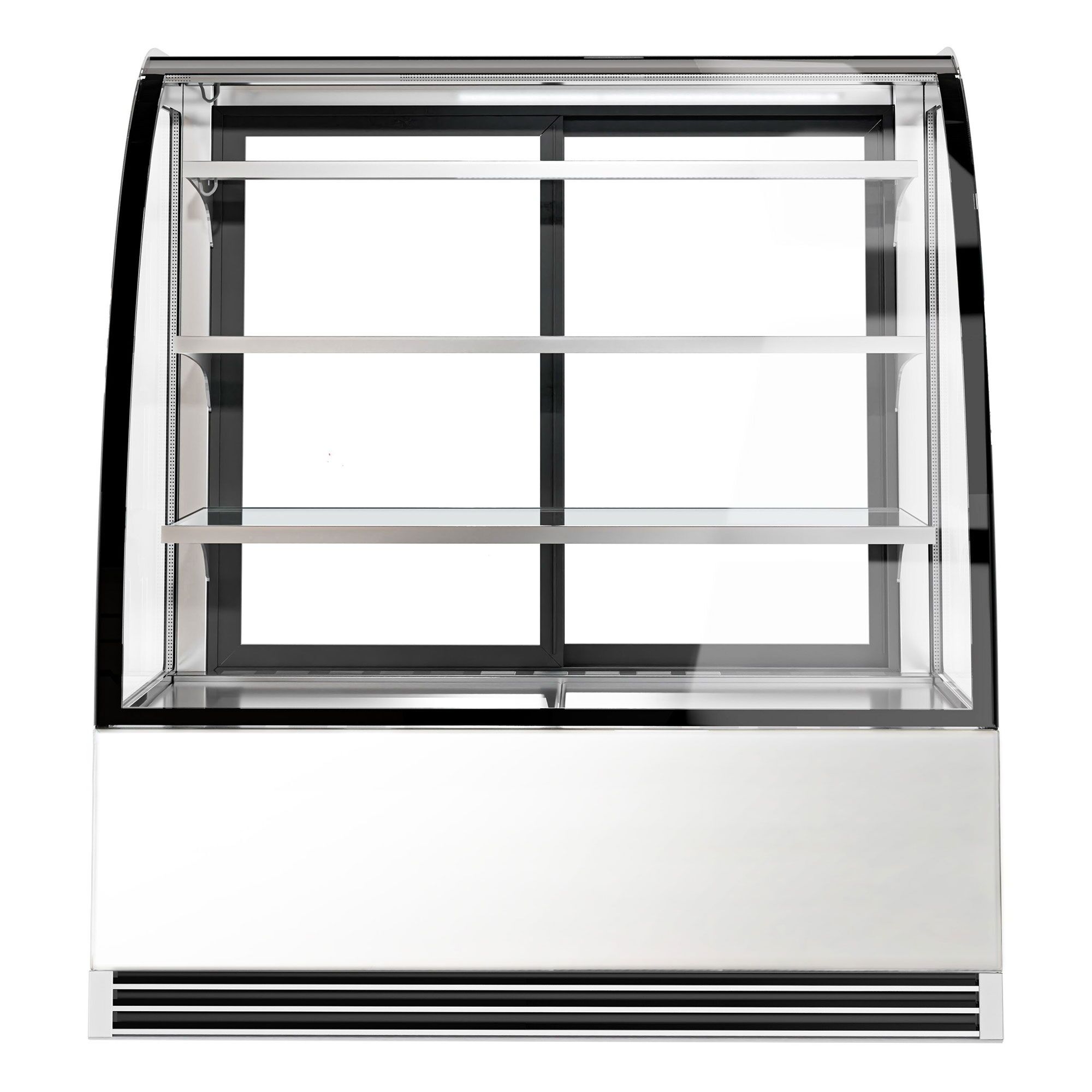 Vitrine à pâtisserie réfrigérée - 414L - 1200mm - Double vitrage - avec 3 étagères en verre - portes coulissantes vitrées arrière