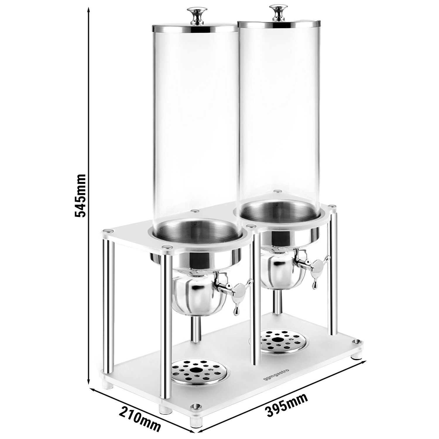 Distributeur de céréales – 2 récipients en plastique – 2 × 3,7 litres – Argent