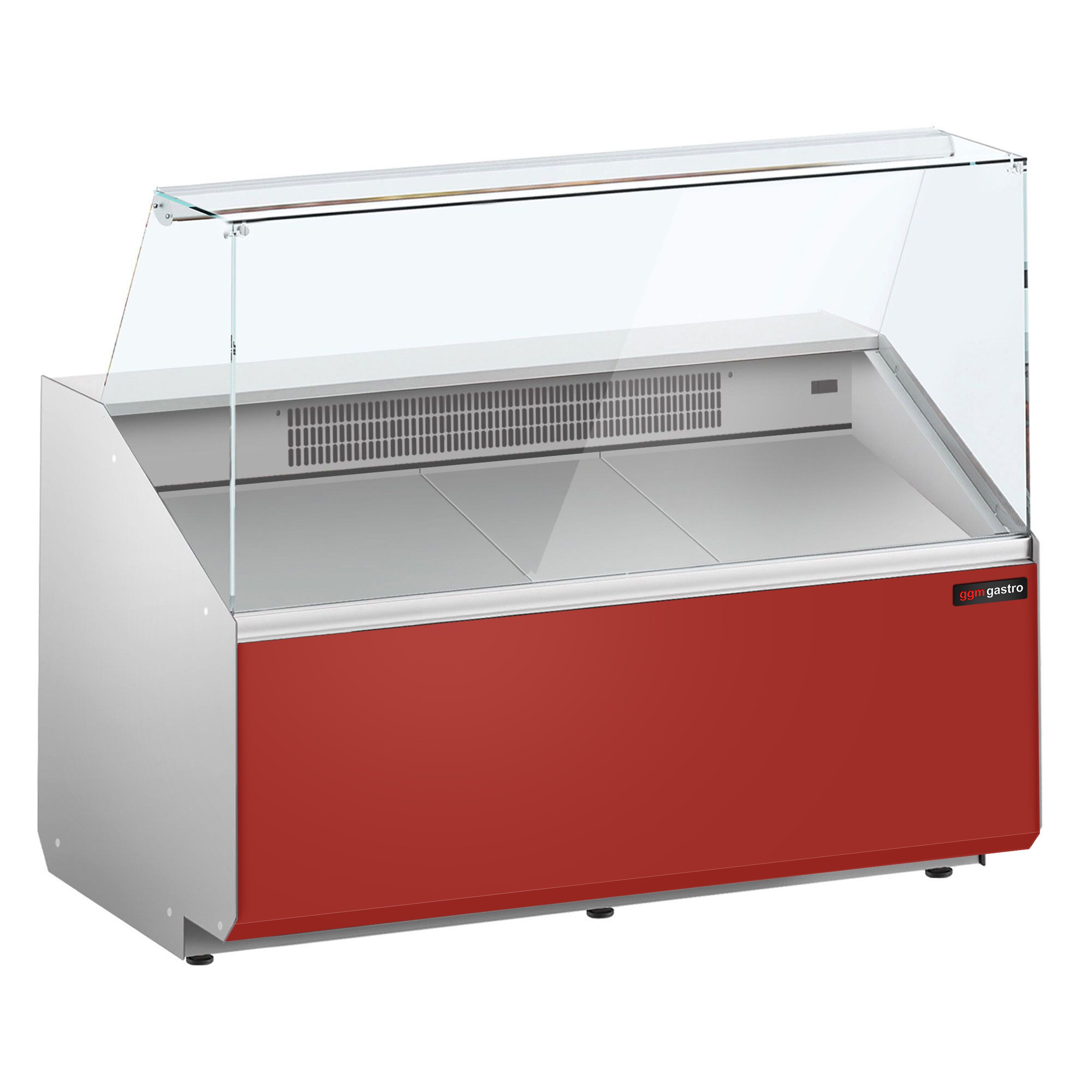 Serve Over Counter - 1256mm - double-glazed glass - capacity 262 litres - front panel red