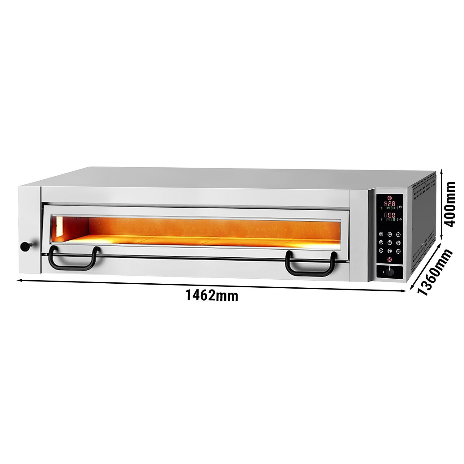 Four à pizza PROFESSIONNEL électrique Haute puissance - Sole en pierre réfractaire - 1 x 9 pizzas Ø34cm - 400V - Commandes écran tactile - jusqu’à 450°C