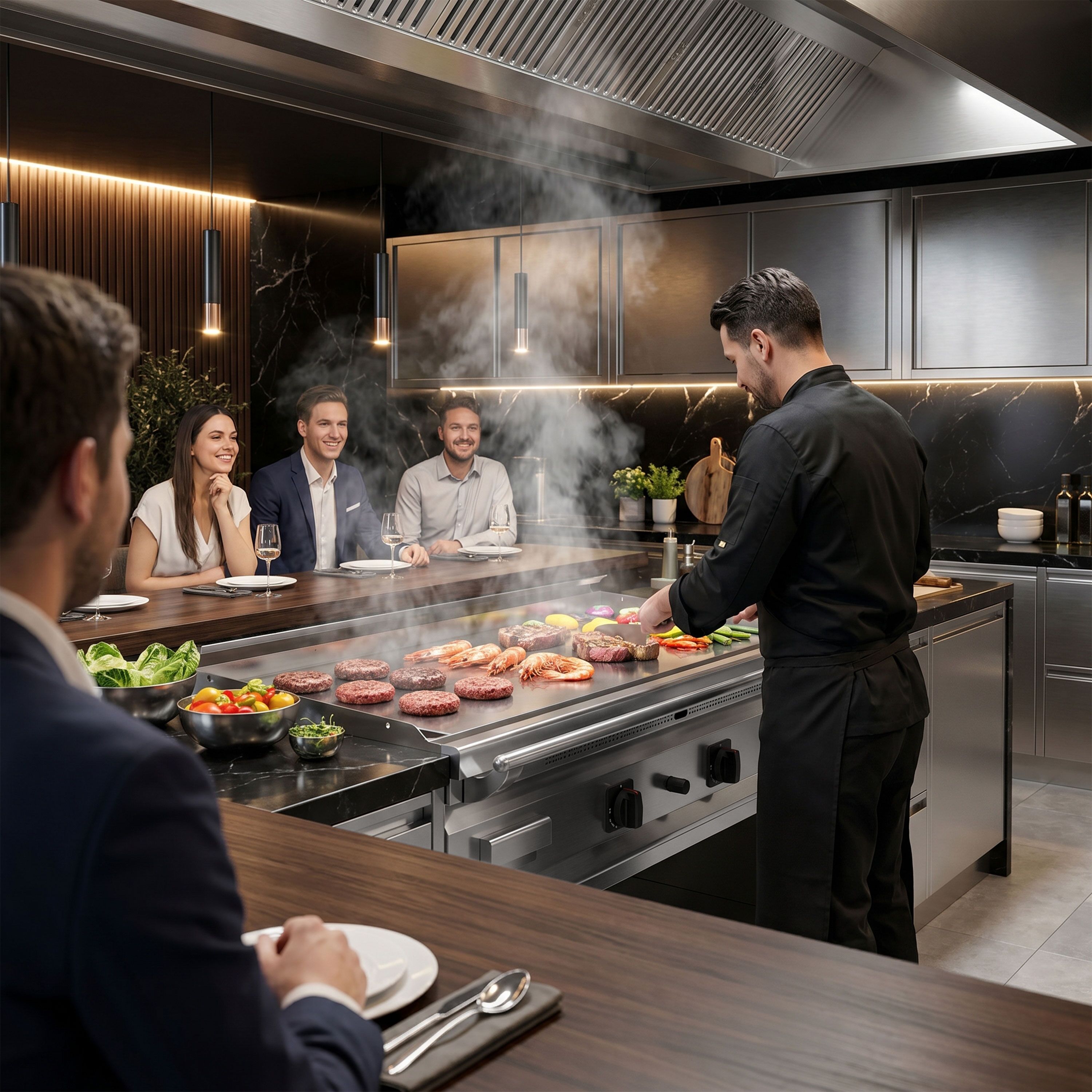 Plaque de cuisson Teppanyaki à gaz - 24 kW - support inclus