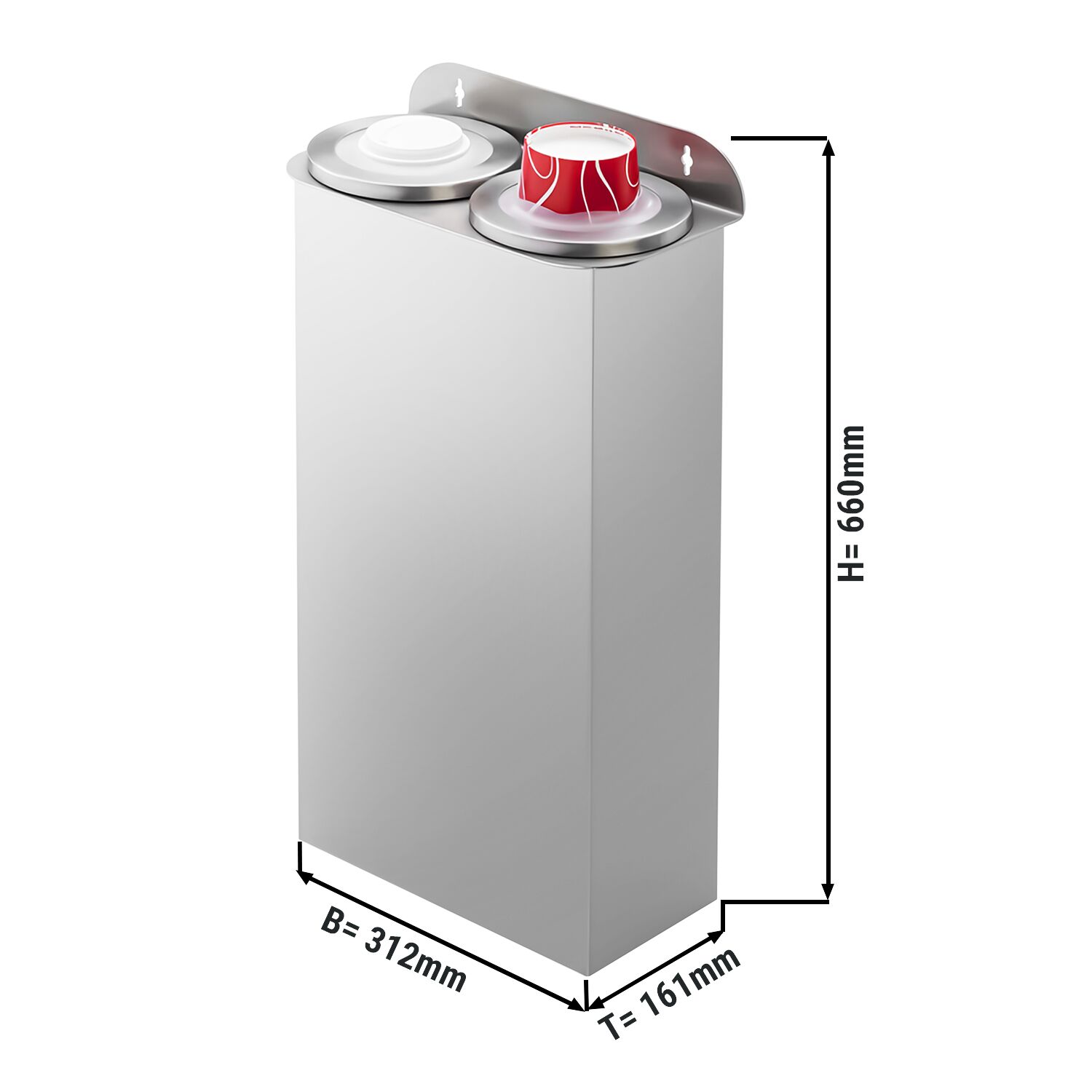 Doppio Dispenser porta bicchieri & Dispenser per coperchi - con 2 dispenser - Plastica - da parete