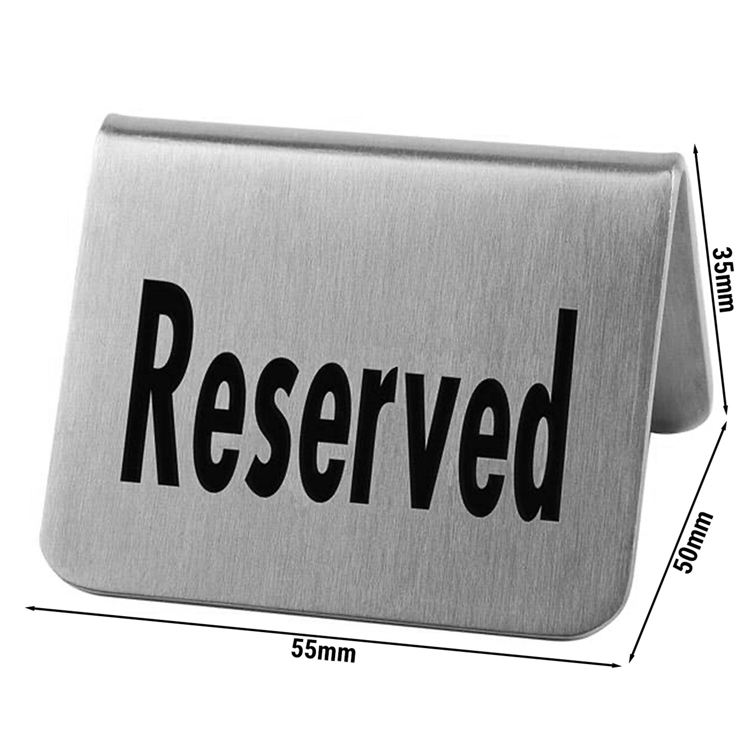 (6 pièces) Présentoir de Table - Lot de 2 - "Reserved" - Inox - 55x50 mm