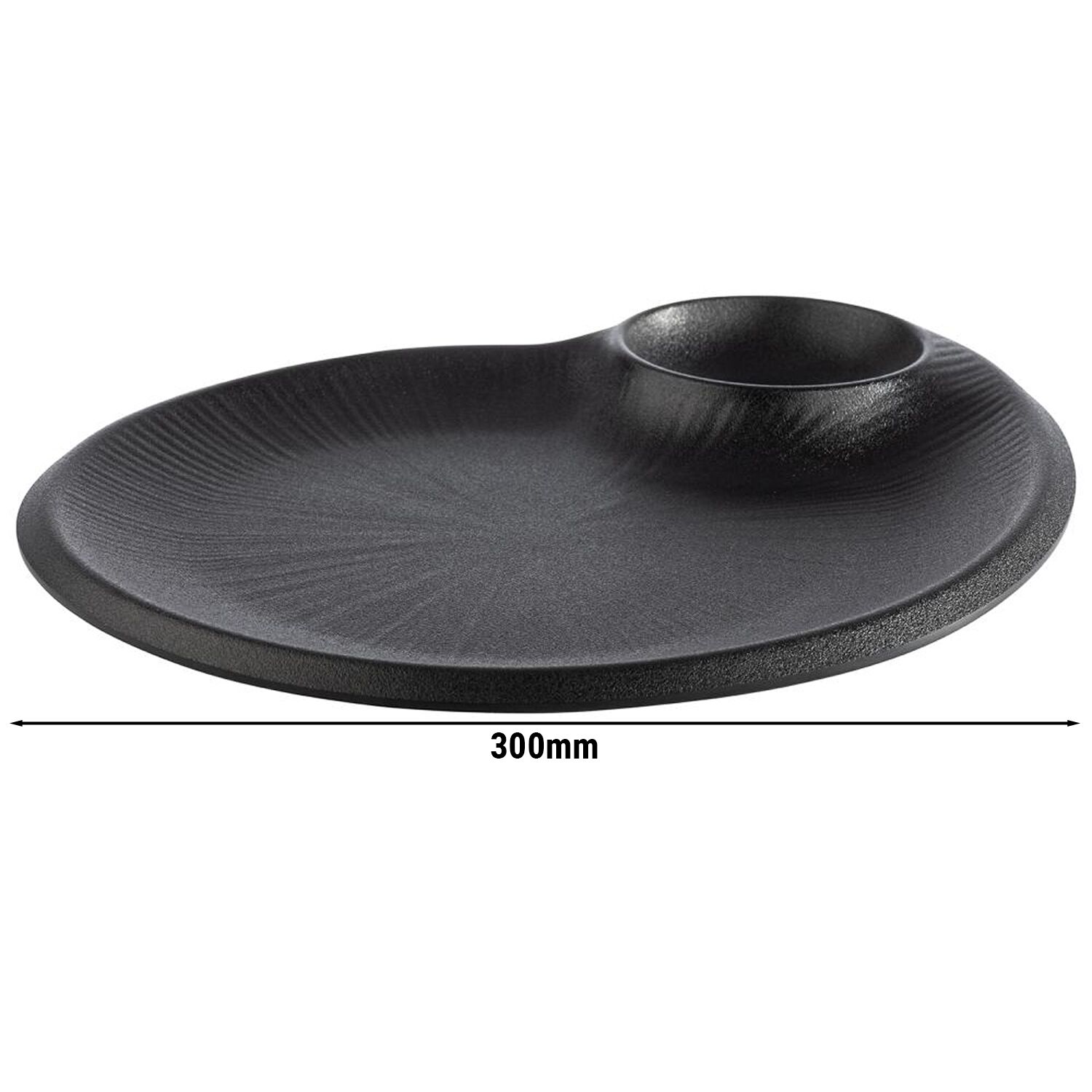 (6 pièces) NERO - Assiette - Mélamine - 300x250 mm - avec Coupelle 60 ml