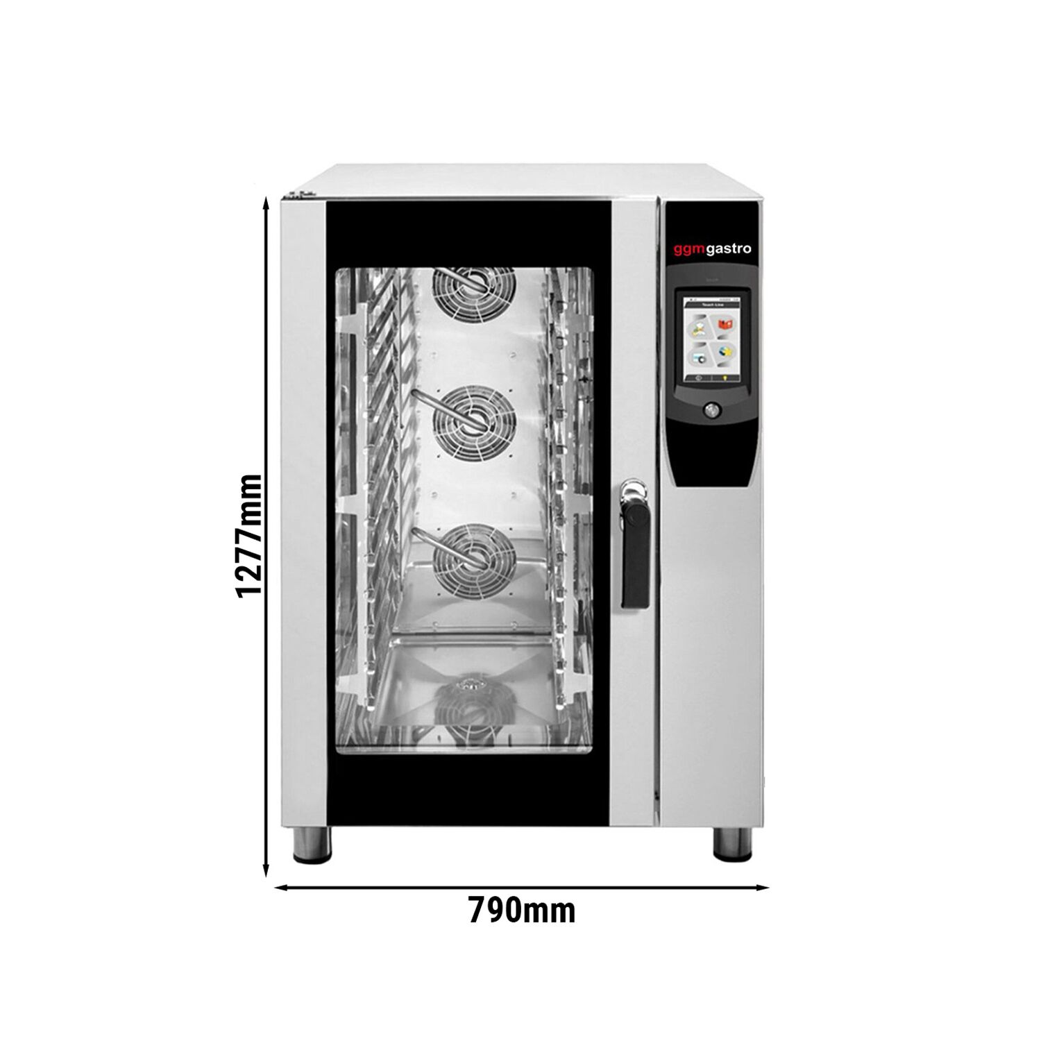 Bakery-Electric Commercial Combi Oven - Touchscreen Controls - 10x EN 600x400 or 10x GN 1/1 - 7" colour touchscreen - incl. Automatic washing system, Core temperature probe, Wi‑Fi & Cloud