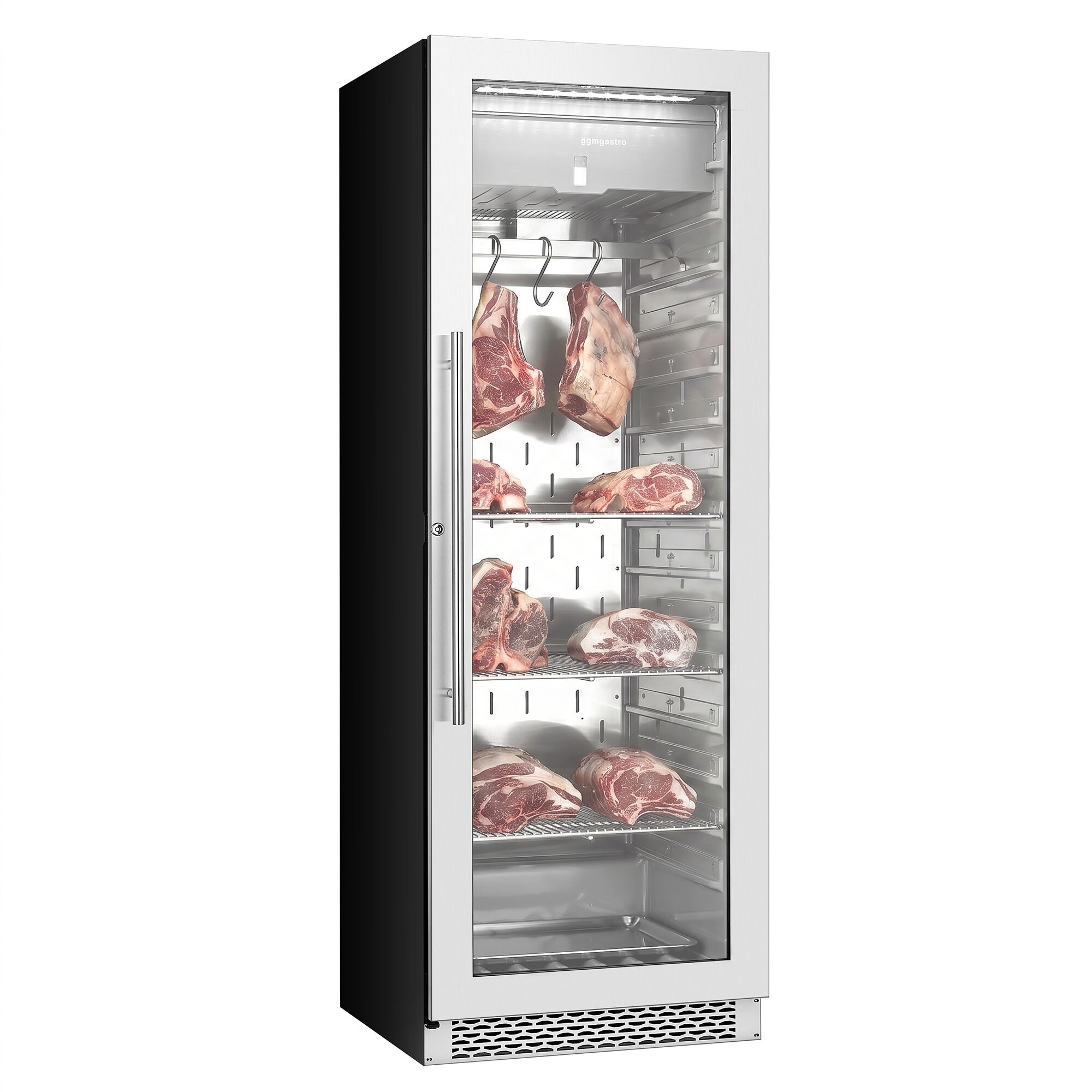 Armoire de maturation à sec pour viande - 595mm - 352 litres - 1 porte vitrée sans cadre - inox
