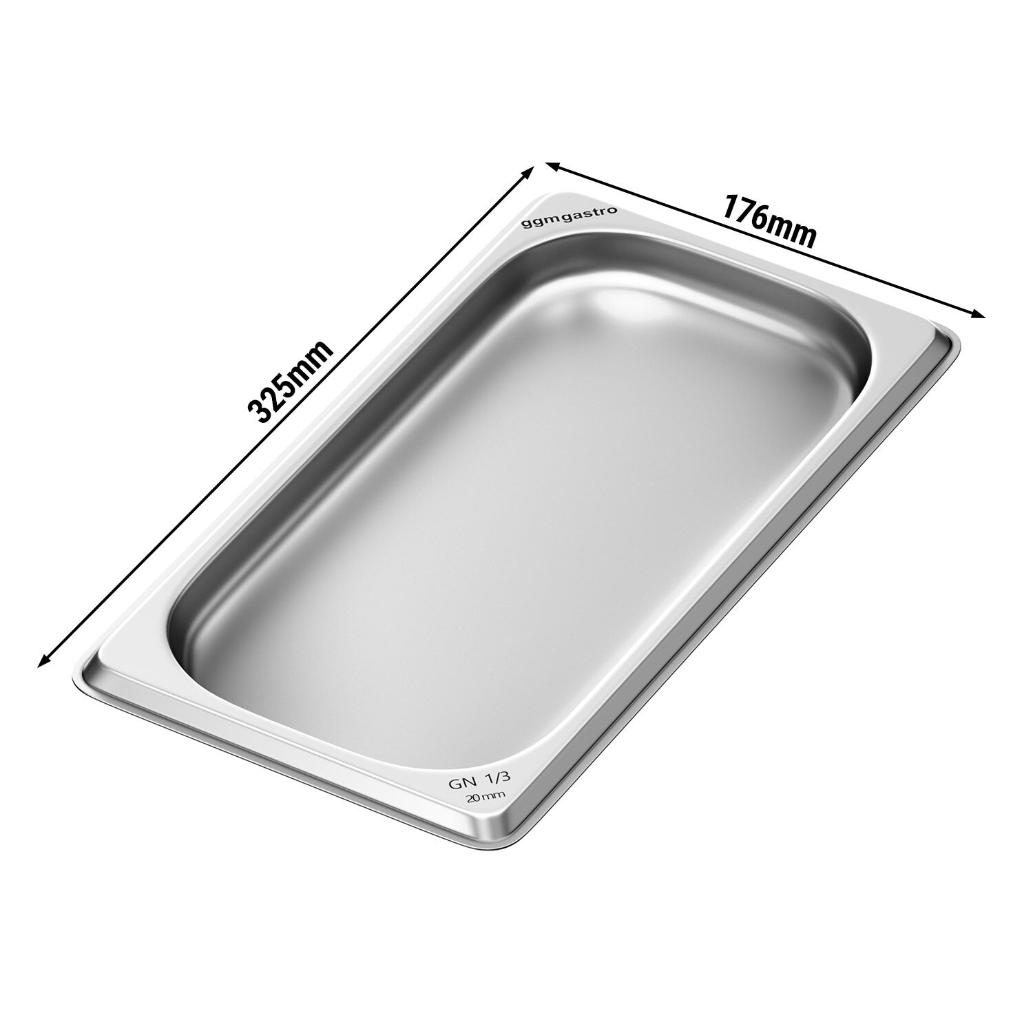 (6 pièces) Récipients en acier inoxydable GN 1/3 - Hauteur : 20mm