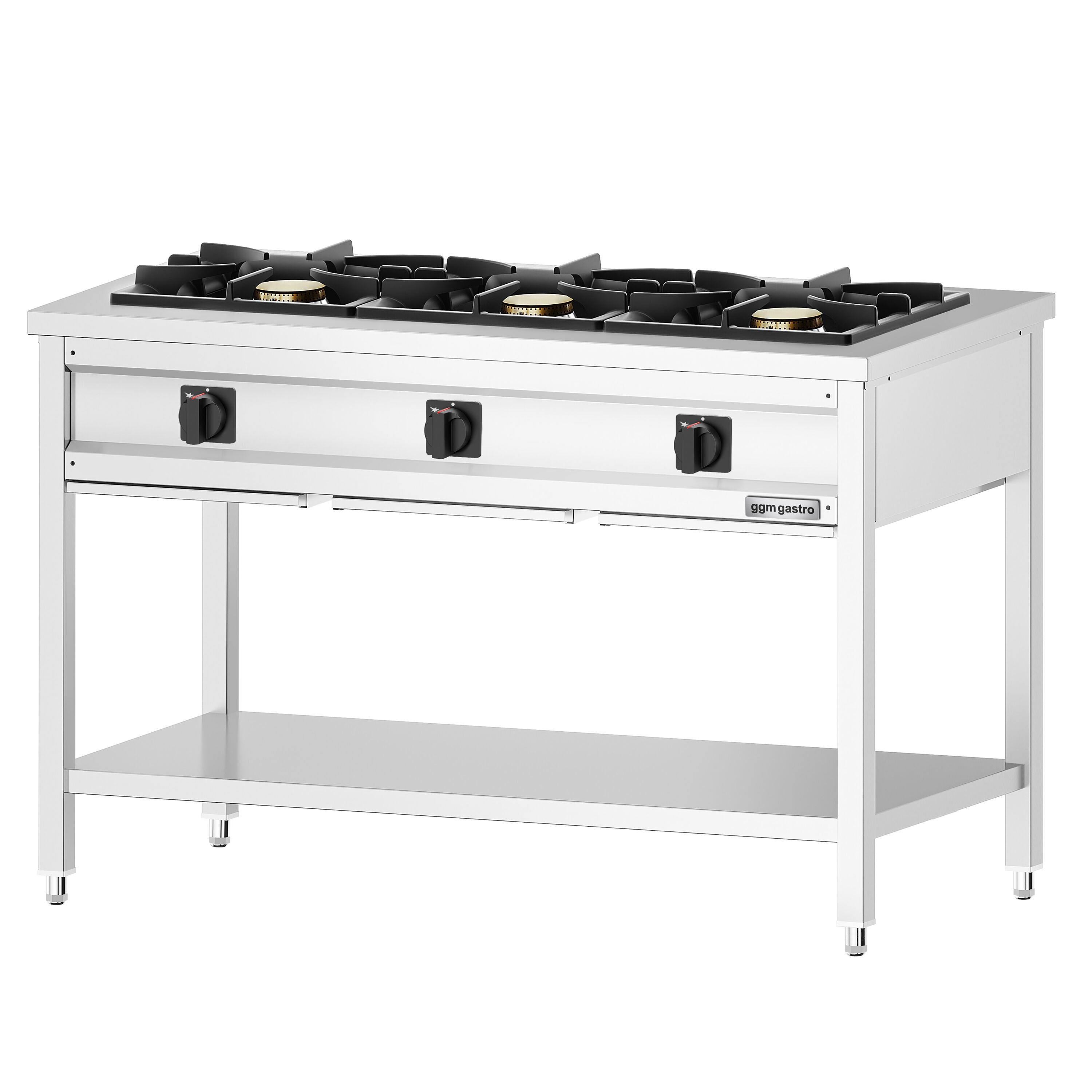 Fourneau à gaz – 25,5 kW – 3 brûleurs – ouvert avec socle de base & tiroir de récupération