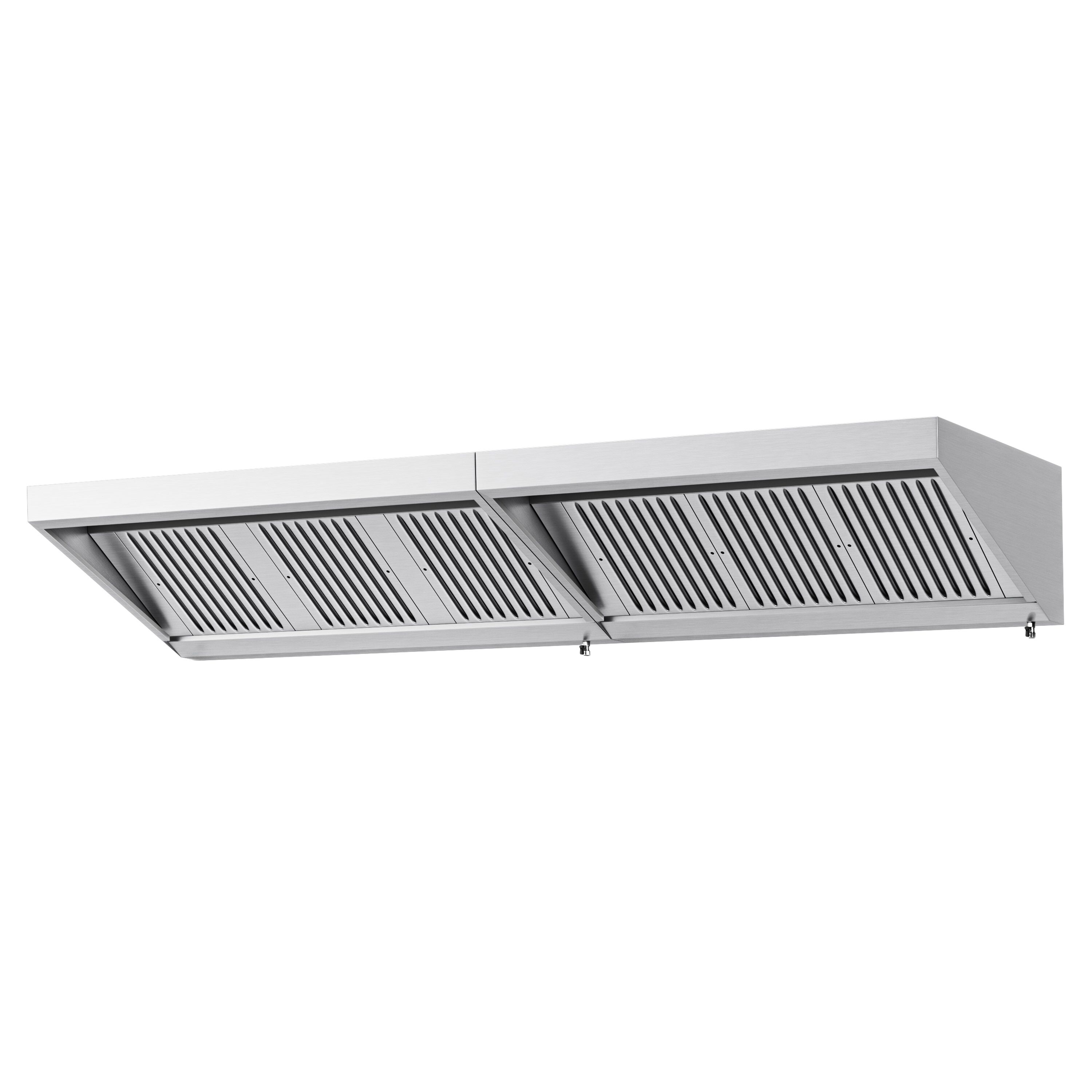 Commercial Wall-Mounted Extraction Canopy - with Motor - 3000mm - with Baffle Filters & LED Lighting