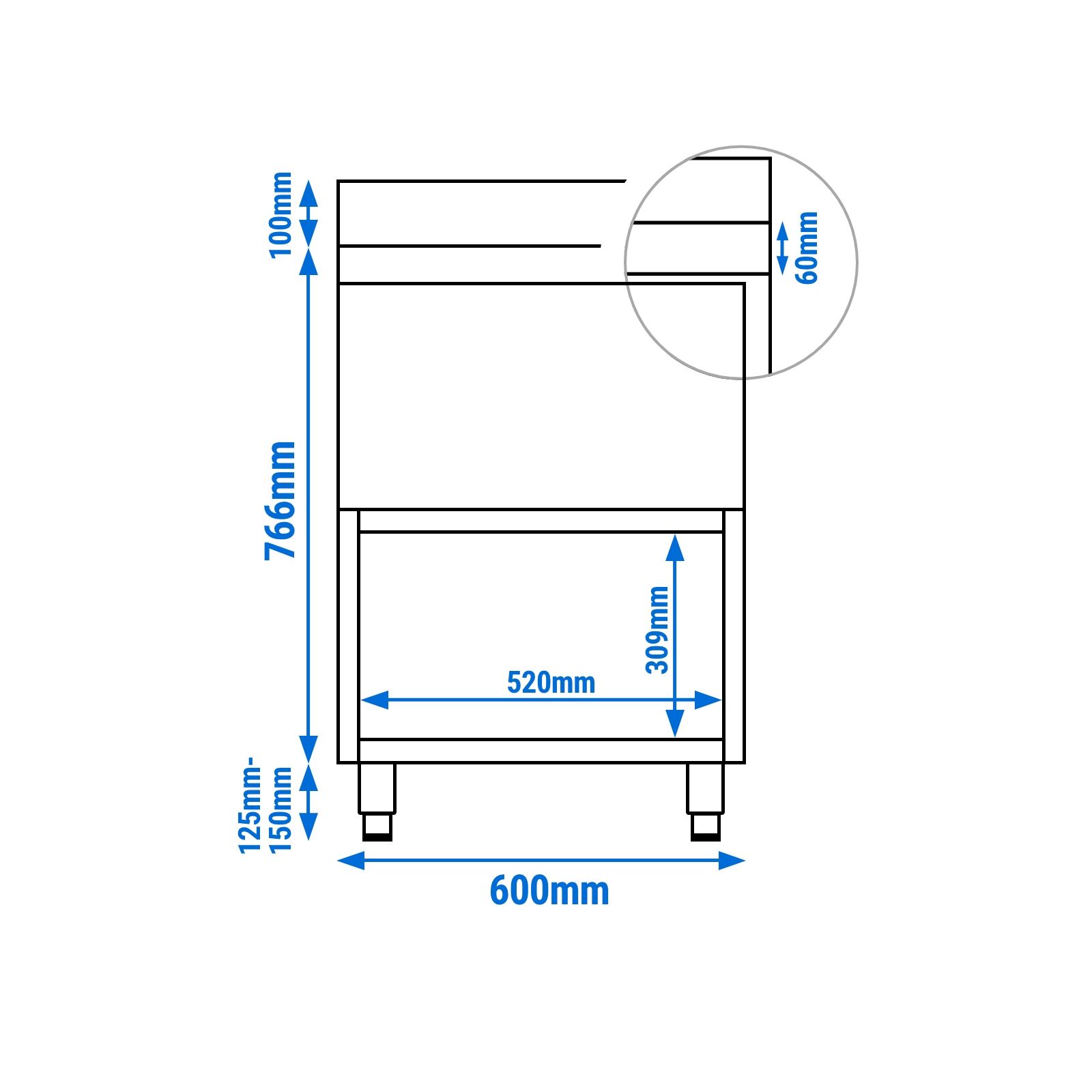Szafka ociekowa - stal nierdzewna - 600x600mm