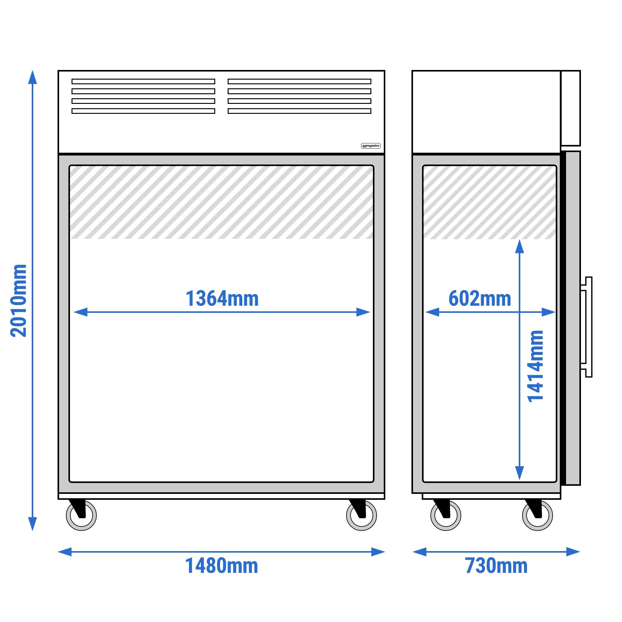 Armoire réfrigérée négative en acier inoxydable inox ECO – 1200 litres – avec 2 portes vitrées