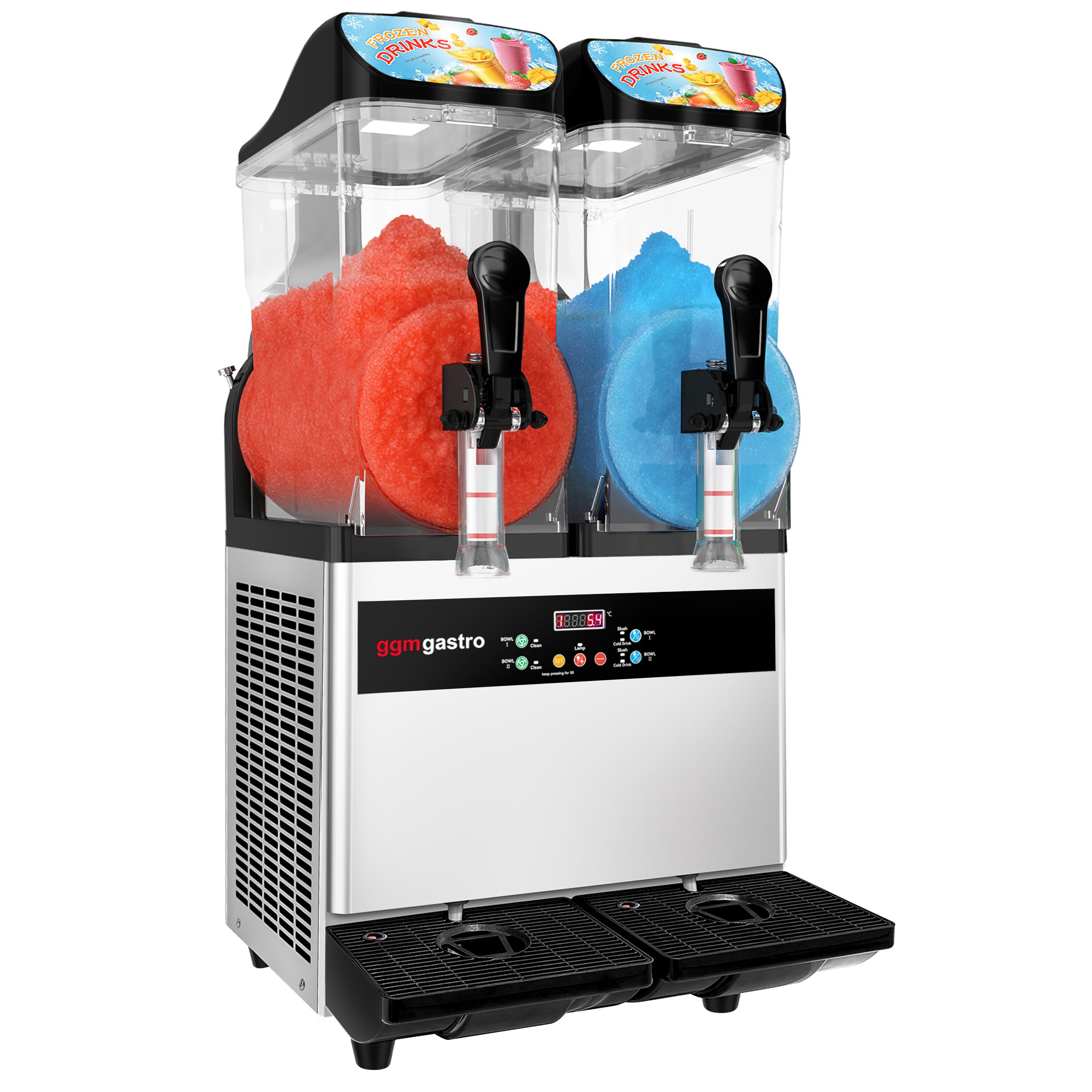 Slush-Maschine - 2x 12 Liter - 850 Watt - Digital - Schwarz/Silber