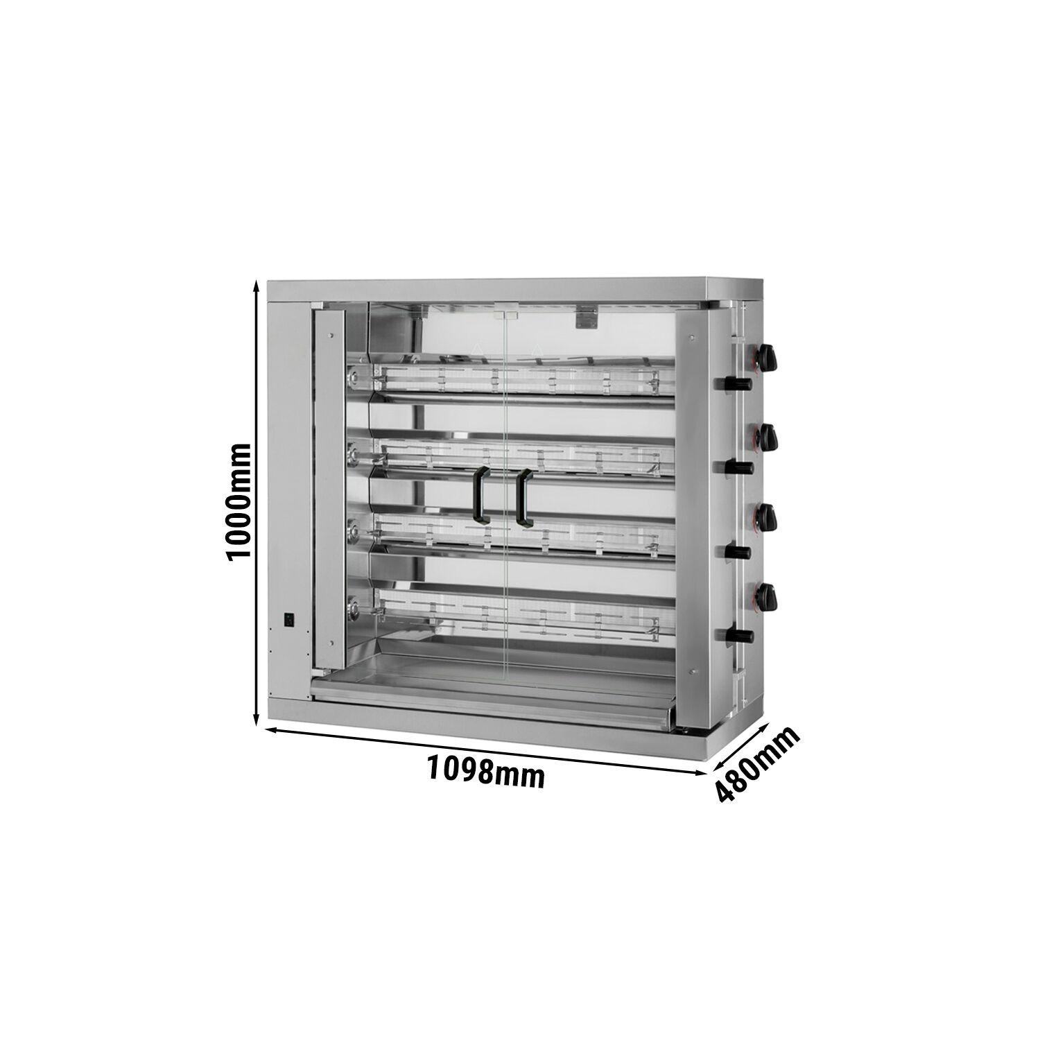 Gaz Rôtissoire à poulets Verticale - 4 broches - 21kW - avec jusqu’à 24 poulets