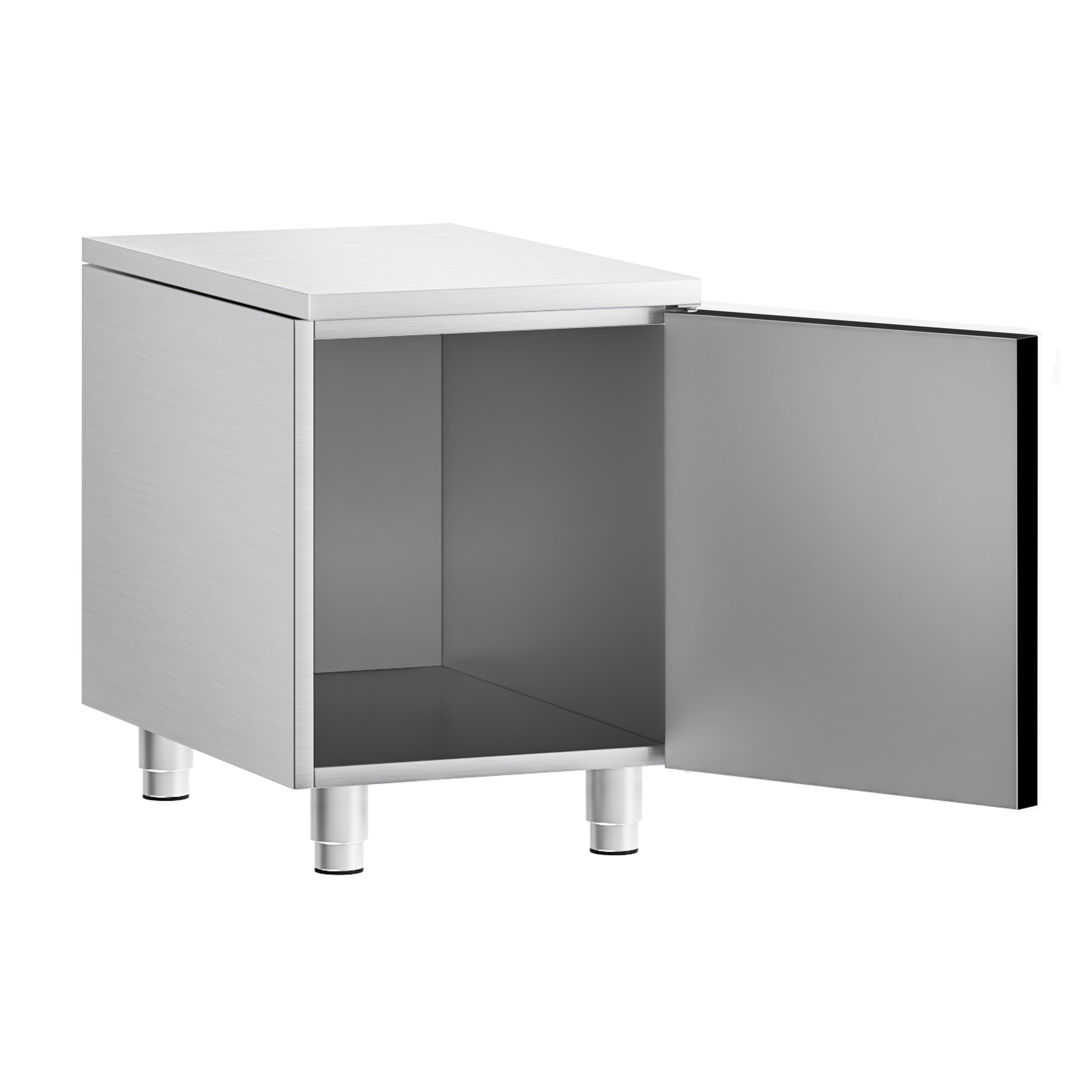Stainless Steel Substructure - with Base Shelf Mario 700 - 400x620x587mm - Black front - 1 door - Series Mario 700