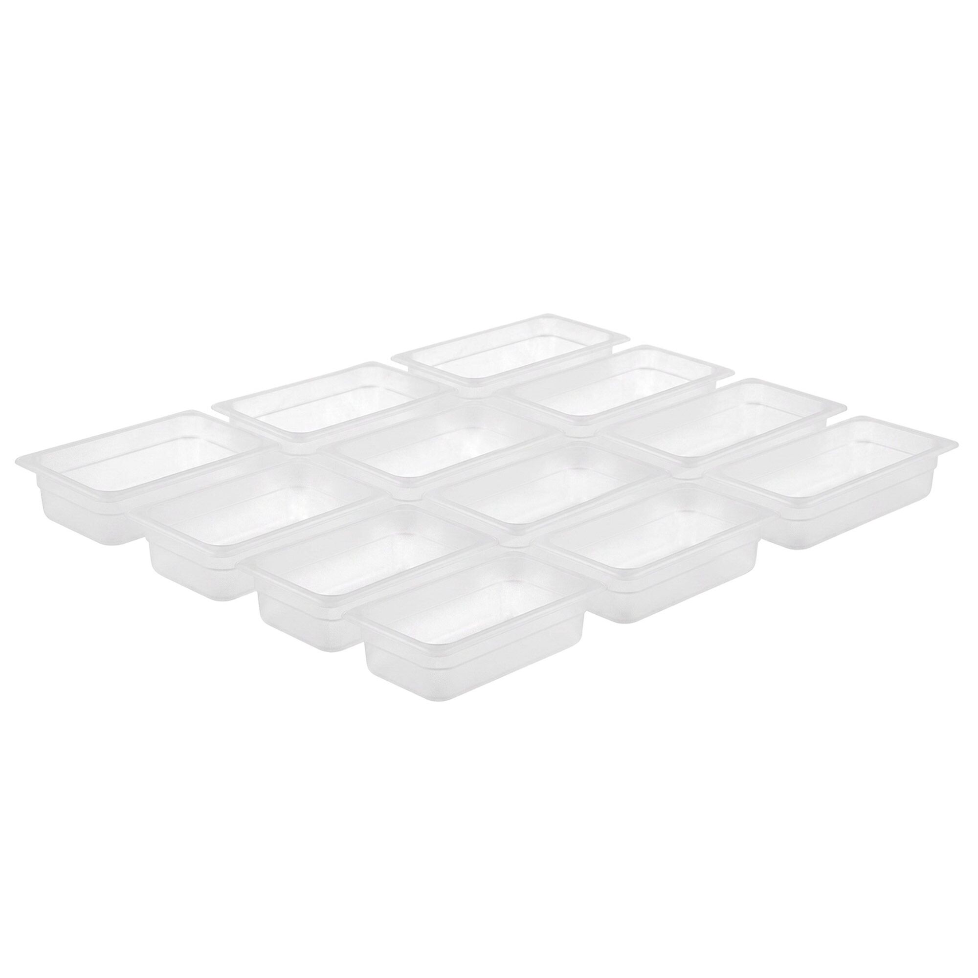 (12 pièces) Bac en Polypropylène - GN 1/4 - Translucide - 2,5 L - Hauteur : 100 mm