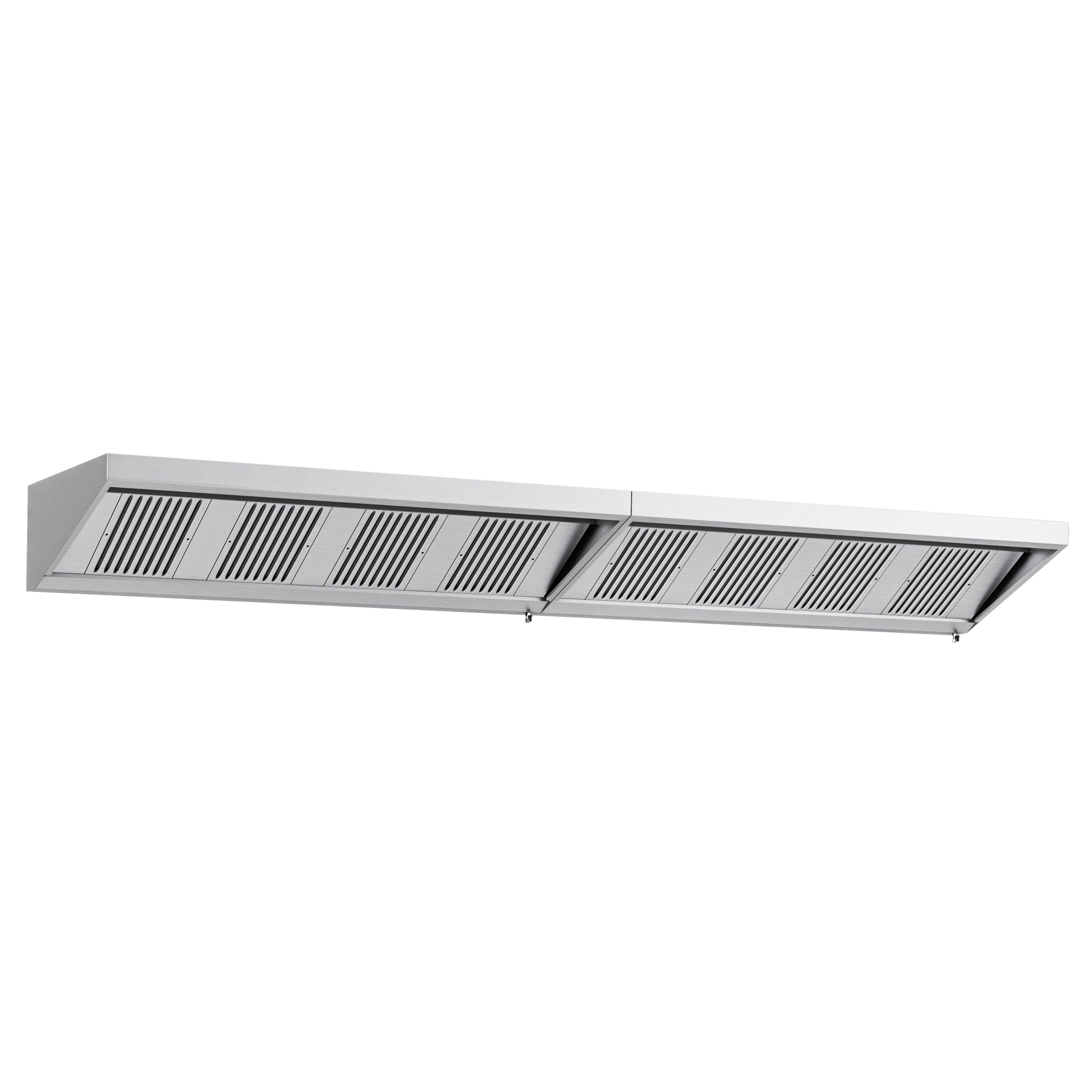Commercial Wall-Mounted Extraction Canopy - 4800mm - with Baffle Filters & LED Lighting