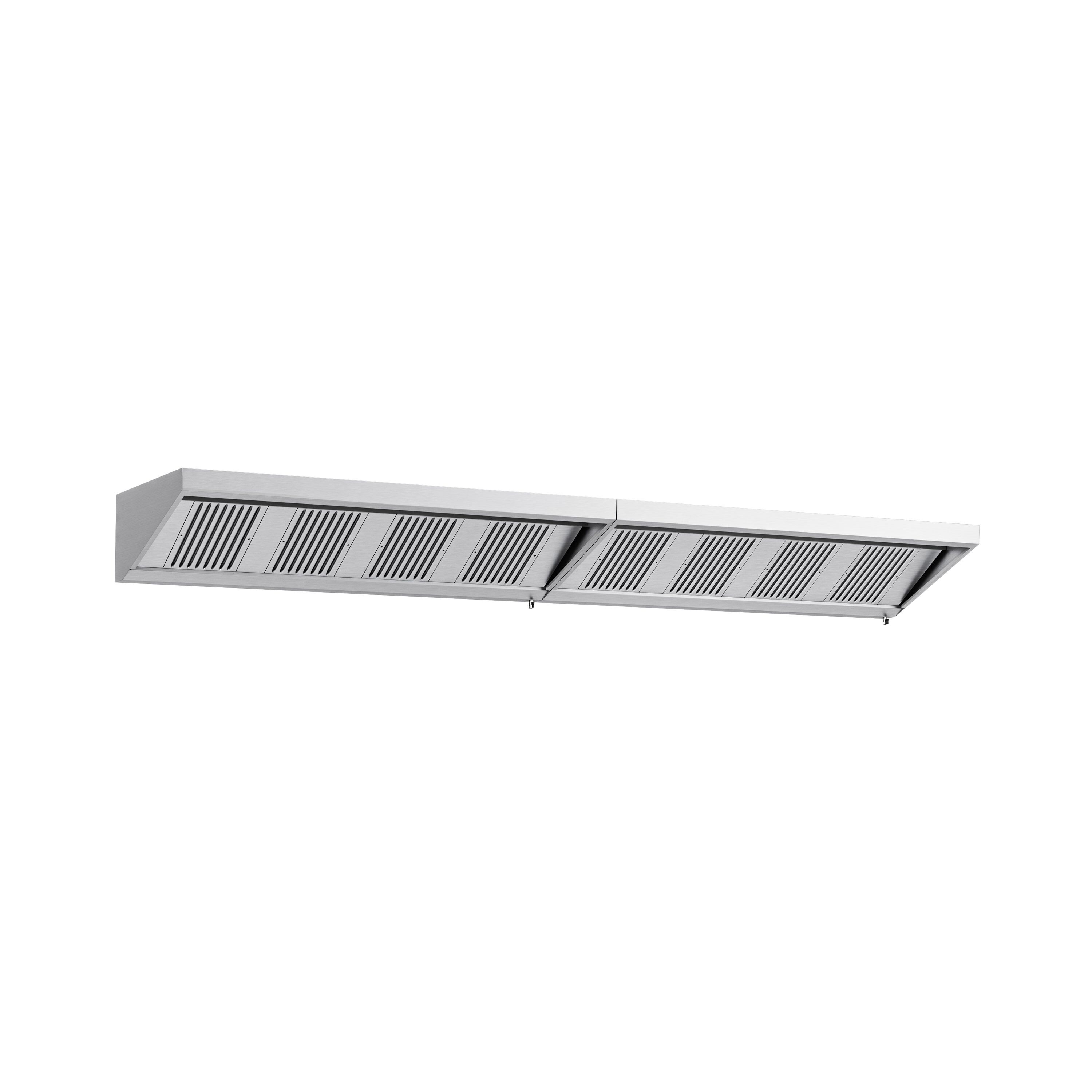 Commercial Wall-Mounted Extraction Canopy - 4800mm - with Baffle Filters & LED Lighting
