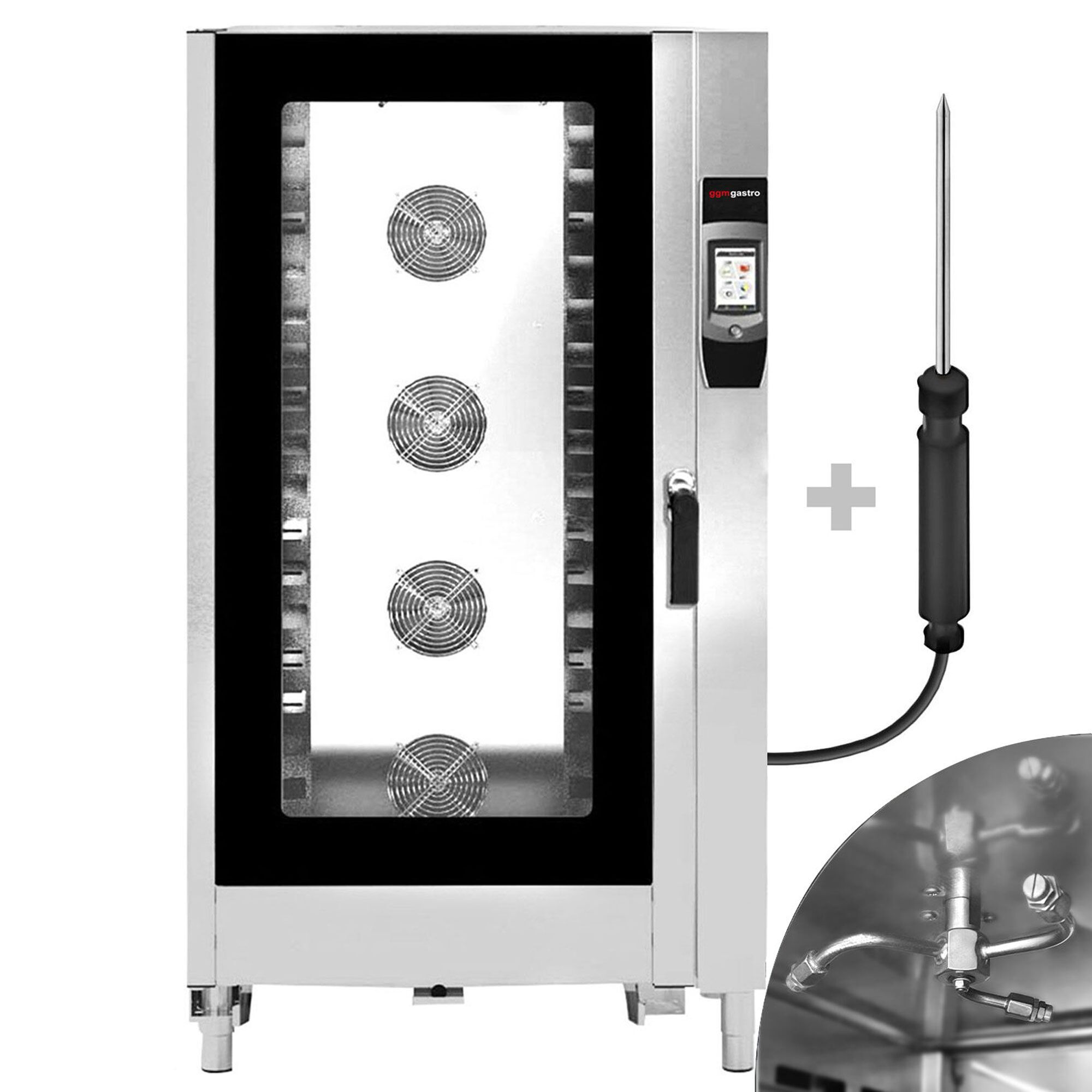 Four mixte – tactile – 40 × GN 1/1 ou 20 × GN 2/1 – incl. système de lavage, sonde de température & chariot à plateaux