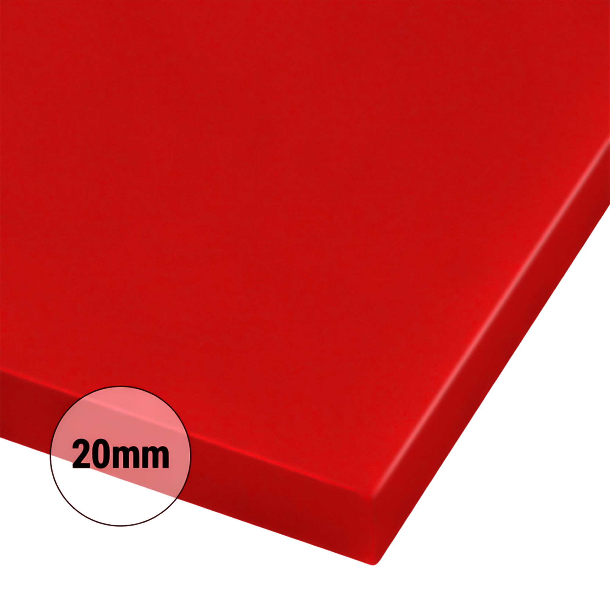 Planche à découper - 600x400mm - Épaisseur: 20mm - Conforme HACCP - PEHD 500 - Rouge
