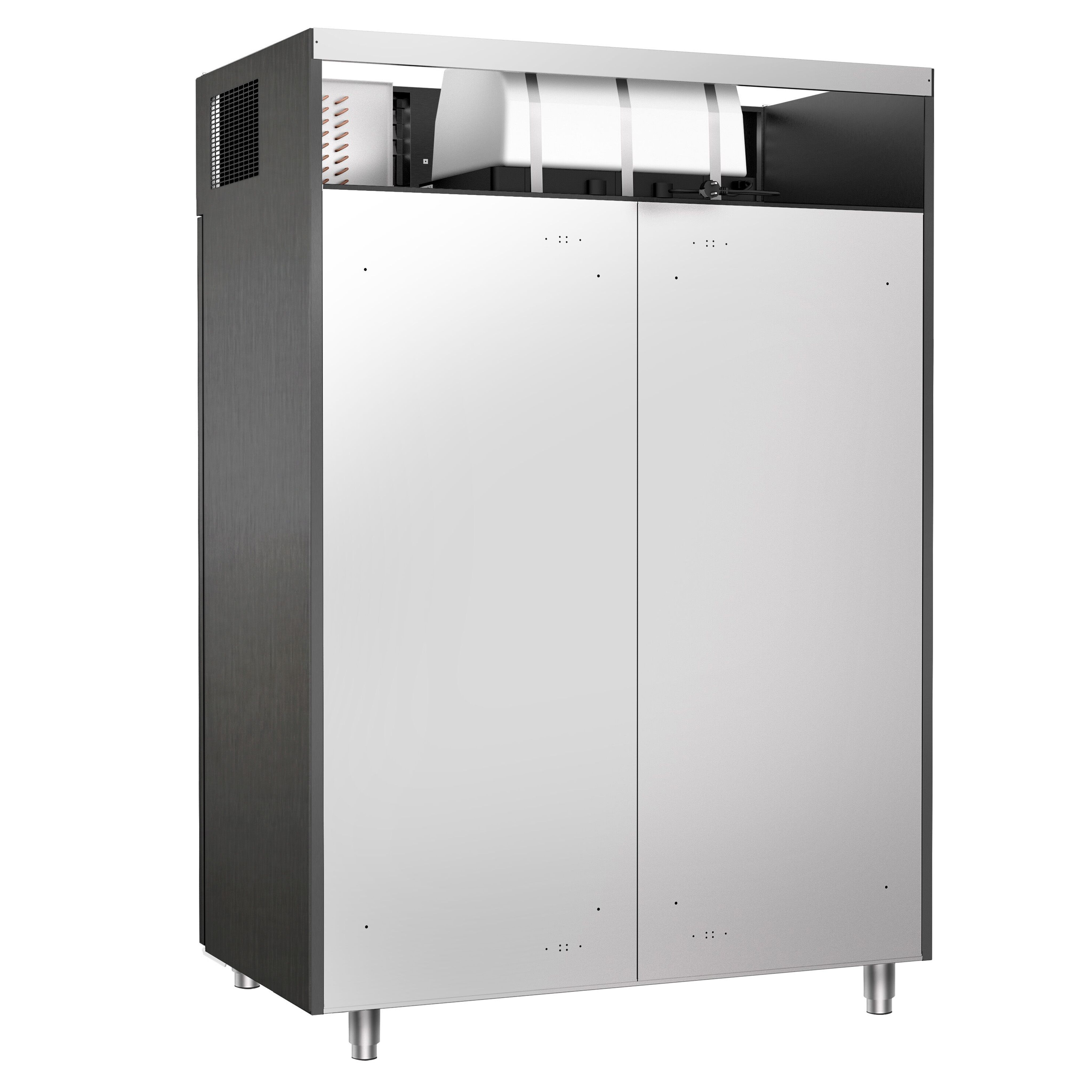 Armoire réfrigérée positive Inox AISI 304 PREMIUM - GN 2/1 - 1400 L - avec 2 portes - Anthracite
