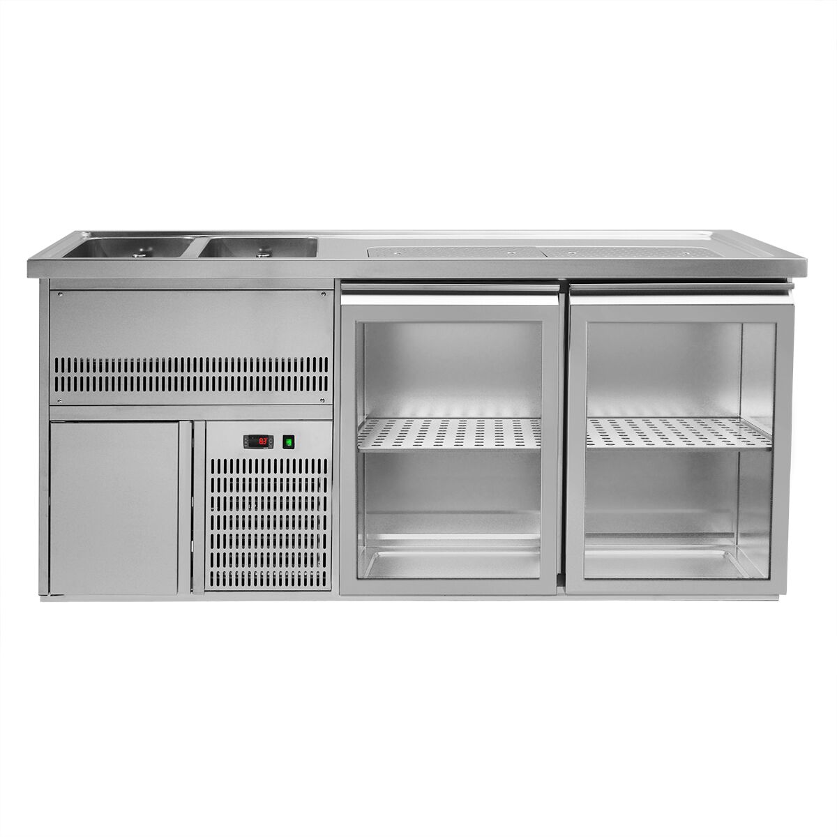 Comptoir à bière Premium PLUS – 1950 × 700 mm – 2 portes vitrées
