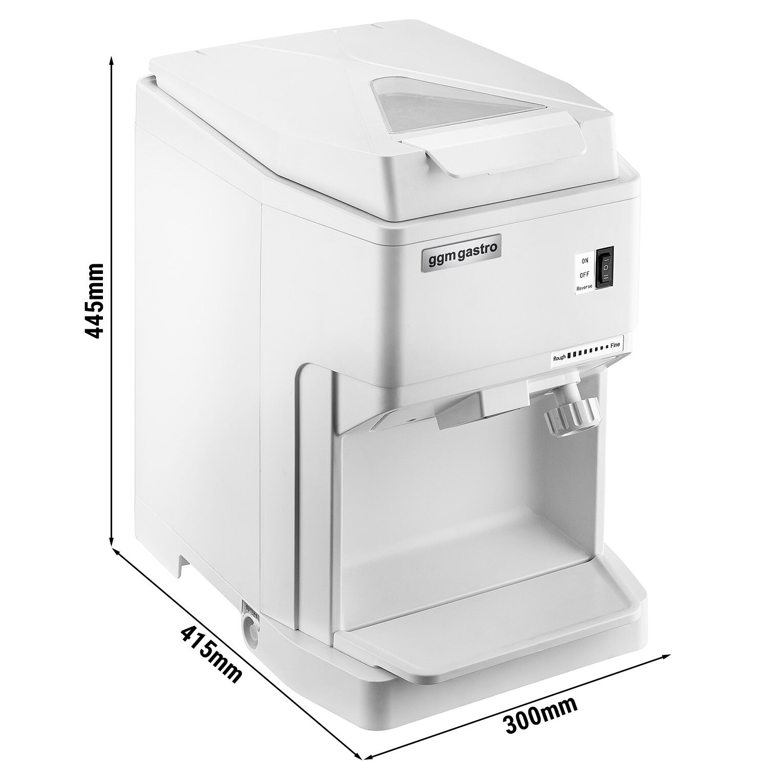 Broyeur à glace - 2,0kg/min - 250W - taille de glace réglable - Blanc - avec bac collecteur 2,5kg