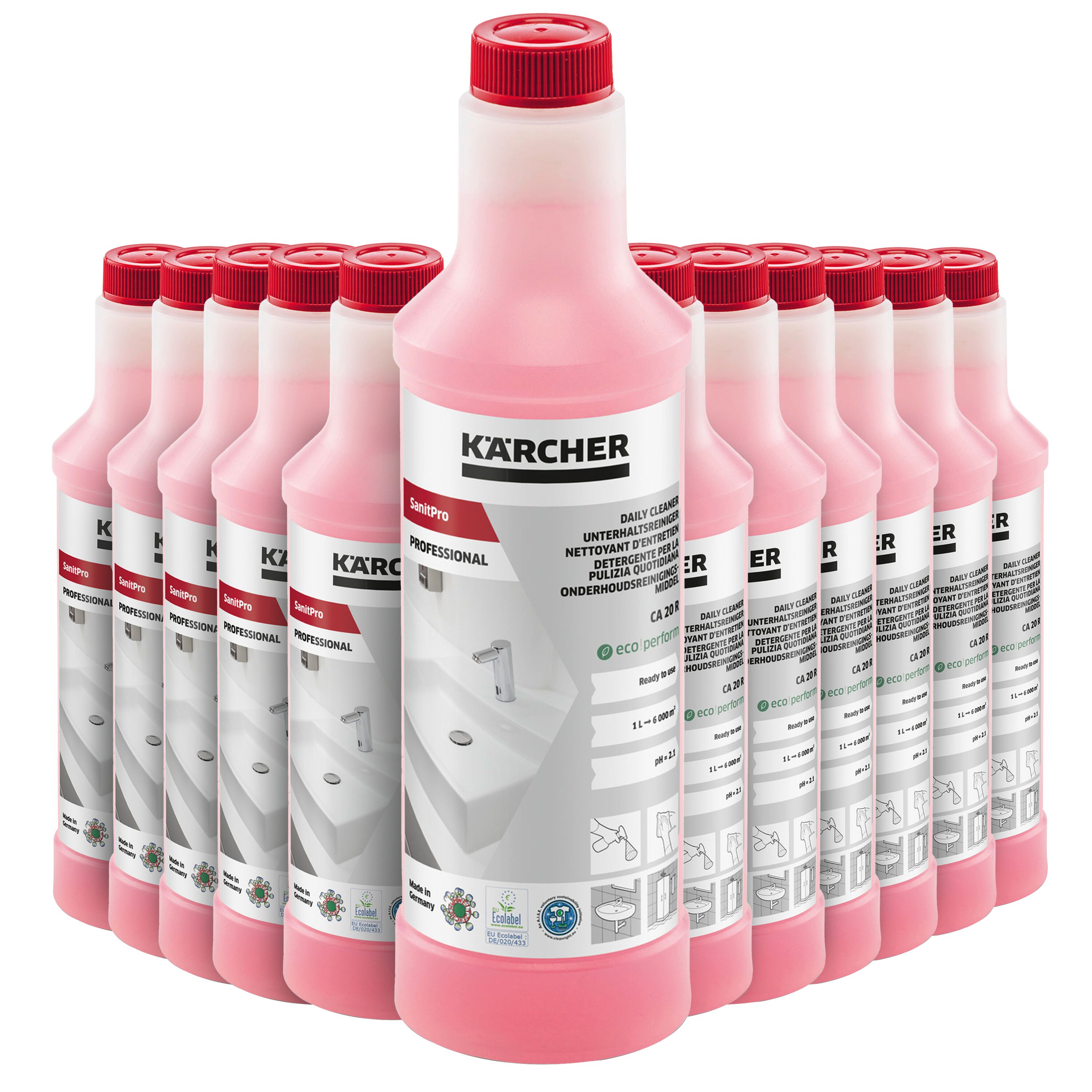 (12 pièces) Kärcher | SanitPro nettoyant d'entretien CA 20 R eco!perform - 500ml