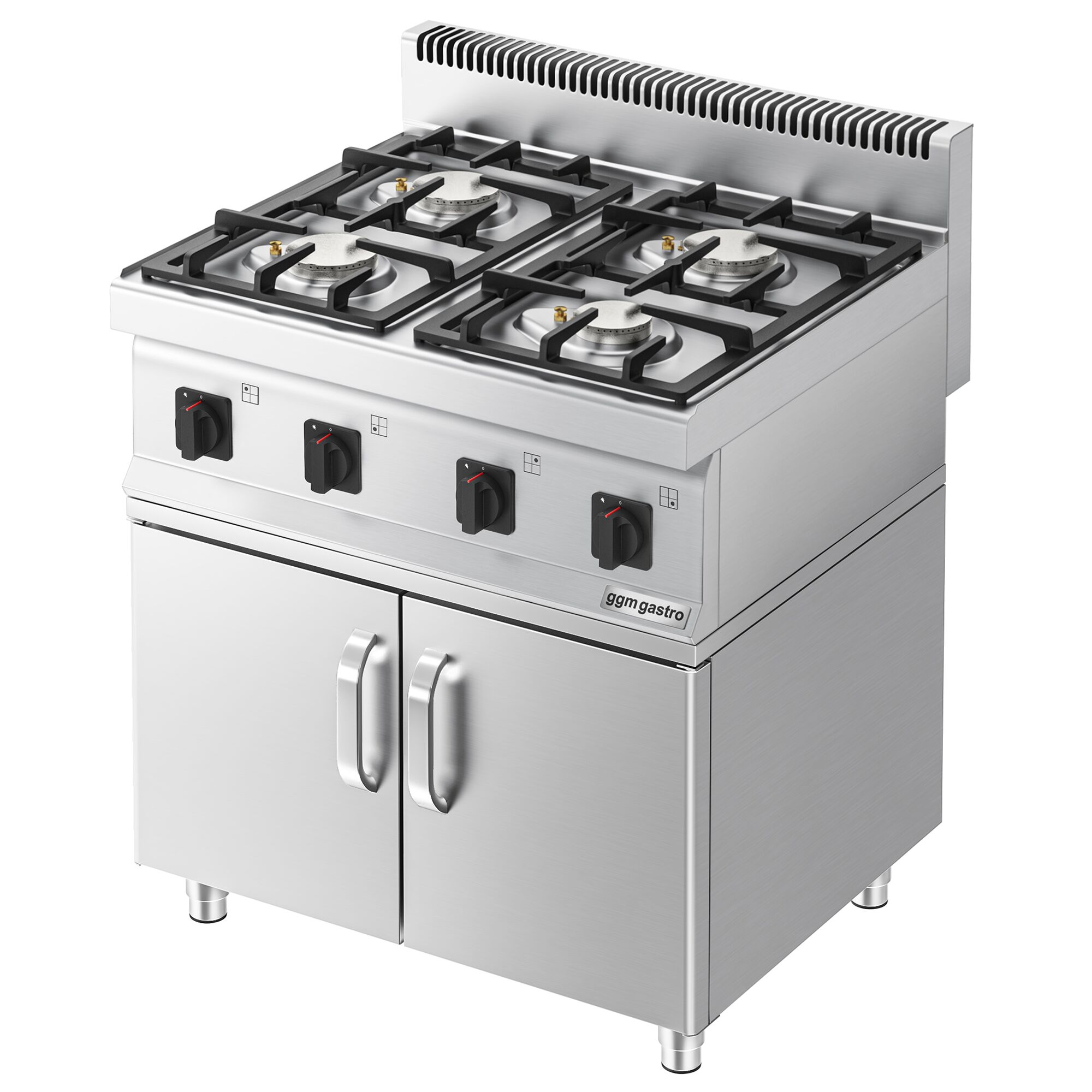 Fourneau à gaz – 23 kW – 4 brûleurs – avec soubassement avec 2 portes