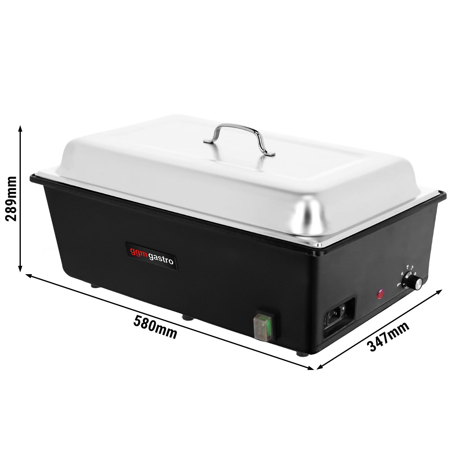 Chafing dish électrique - GN 1/1 - avec couvercle - Noir