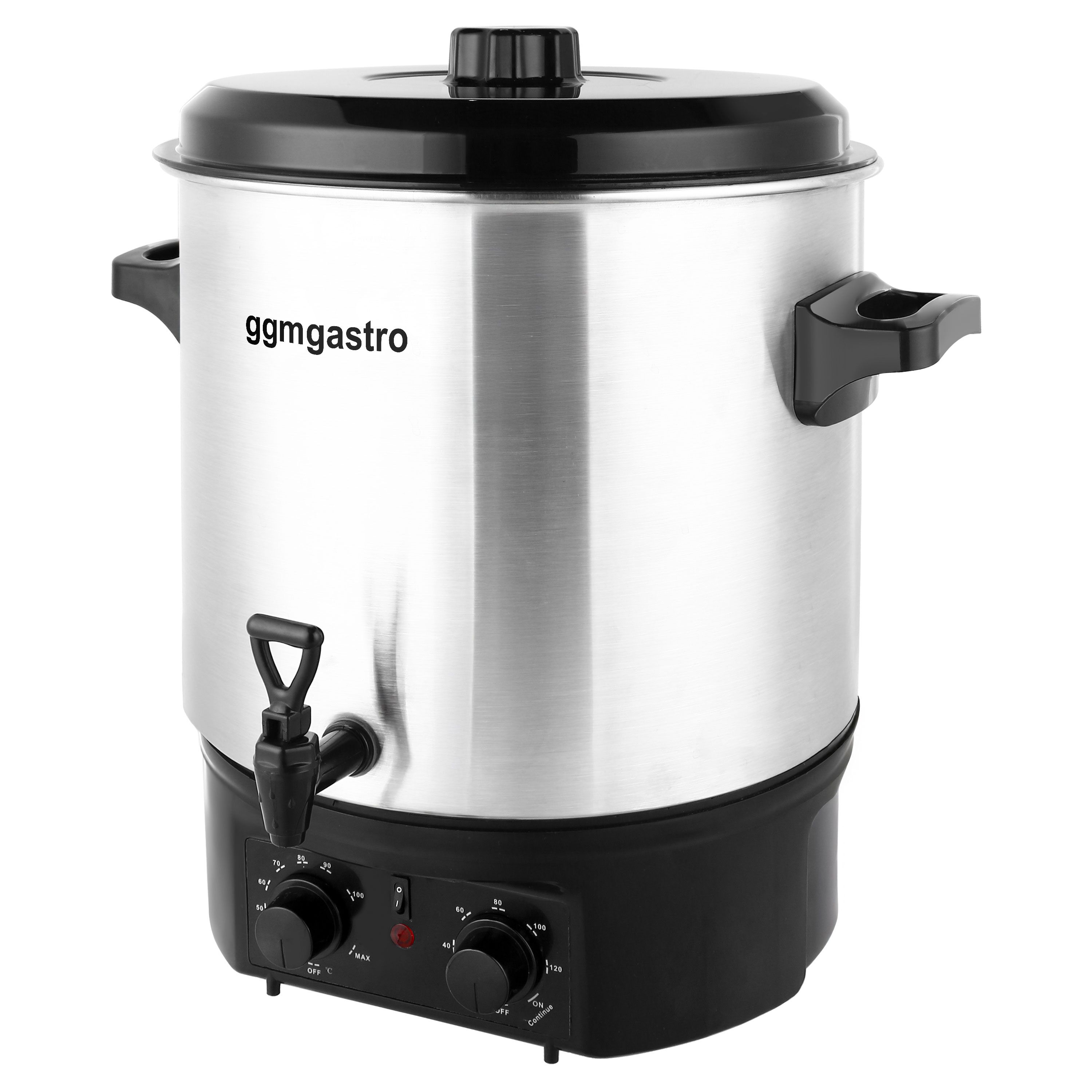 Distributeur de boissons chaudes professionnel - 27L - 2kW - Réglage de température en continu 30–110°C - Acier inoxydable - avec robinet de vidange et Minuteur numérique