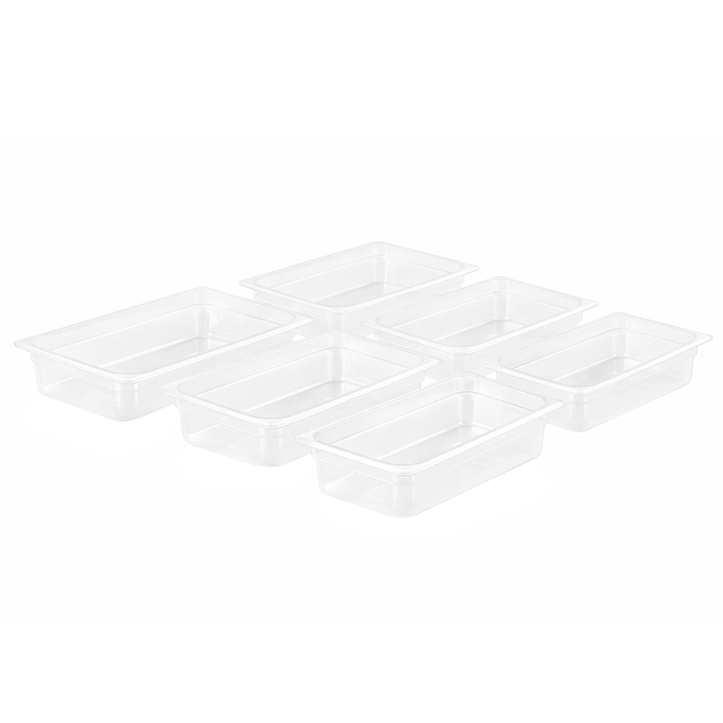 (6 pièces) Bac en Polypropylène - GN 1/3 - Translucide - 3,6 L - Hauteur : 100 mm