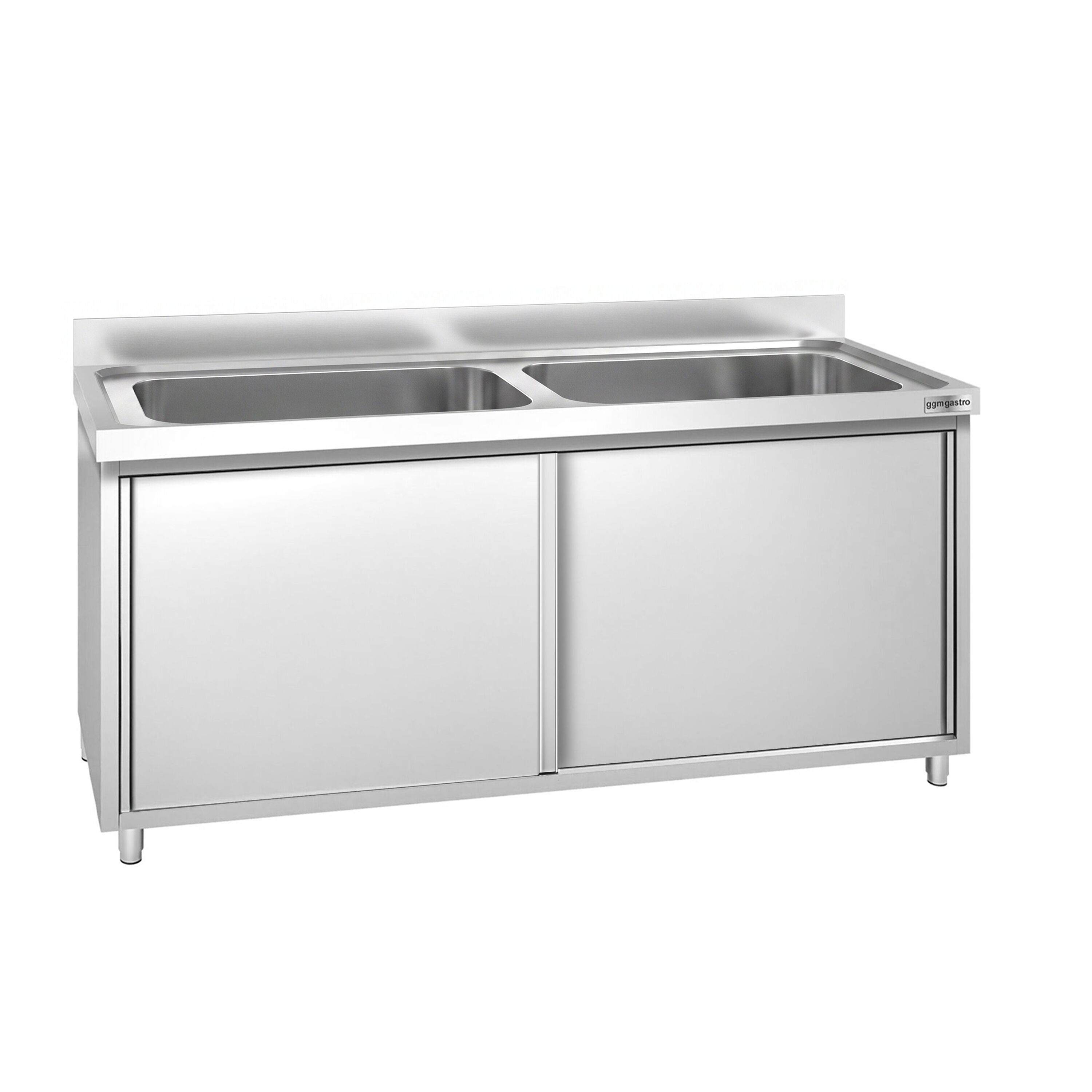 PREMIUM pot washing cabinet – 1800 x 600 mm – with 2 basins