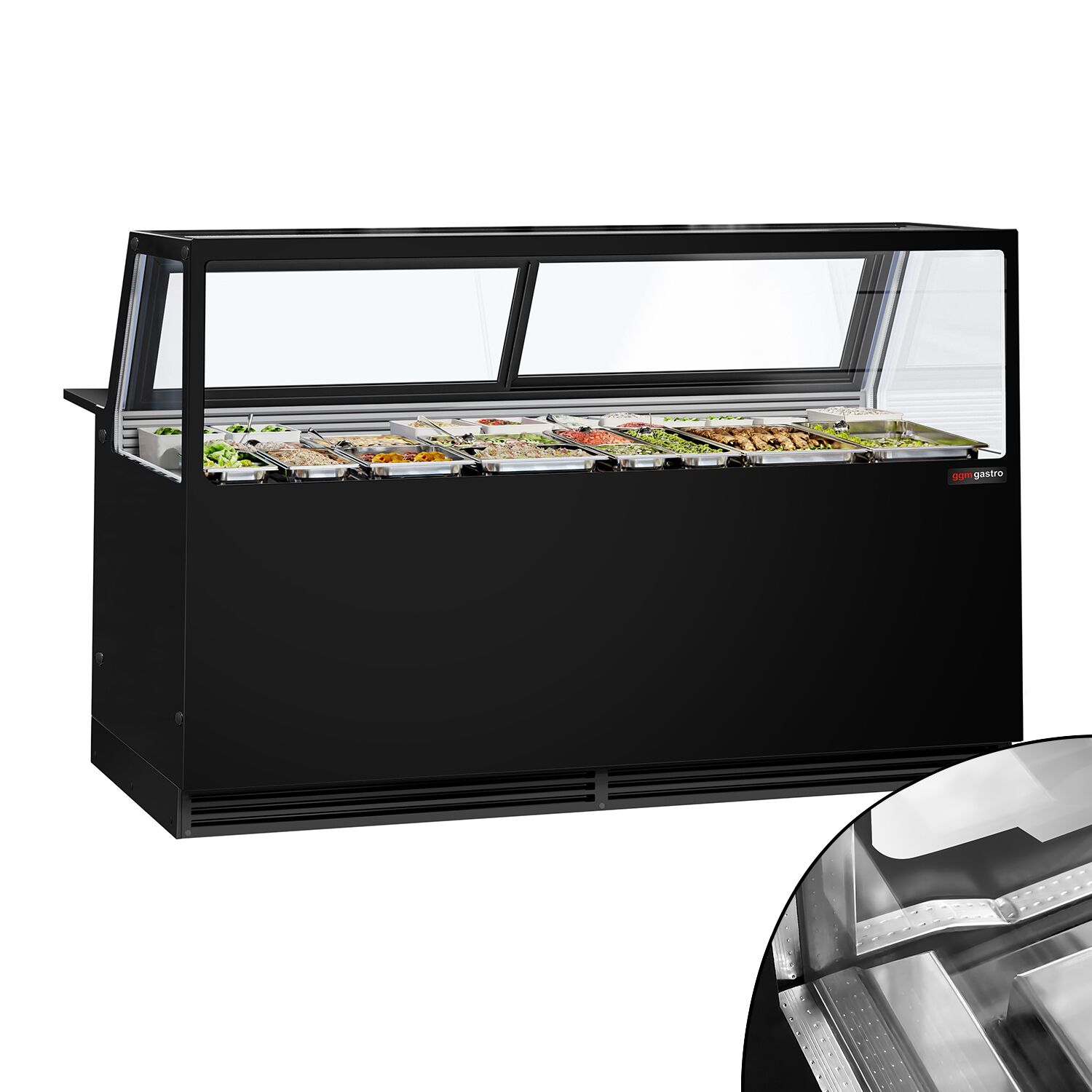 Comptoir vitrine réfrigérée KAISA - 2000x1048mm - +2/+8°C - Double vitrage - Éclairage LED
